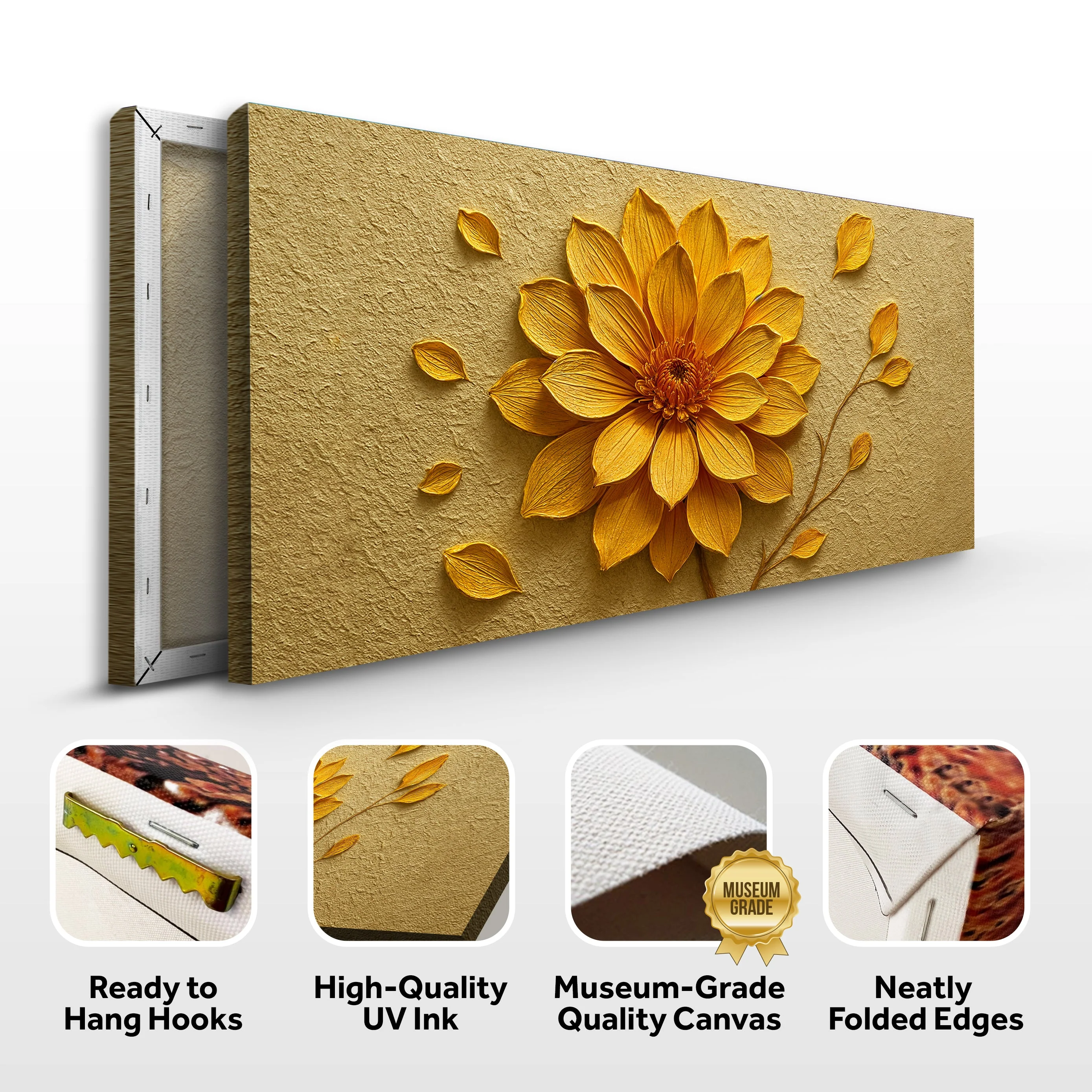 Golden Dandelion Minimalist Abstract Wall Art - Image 7
