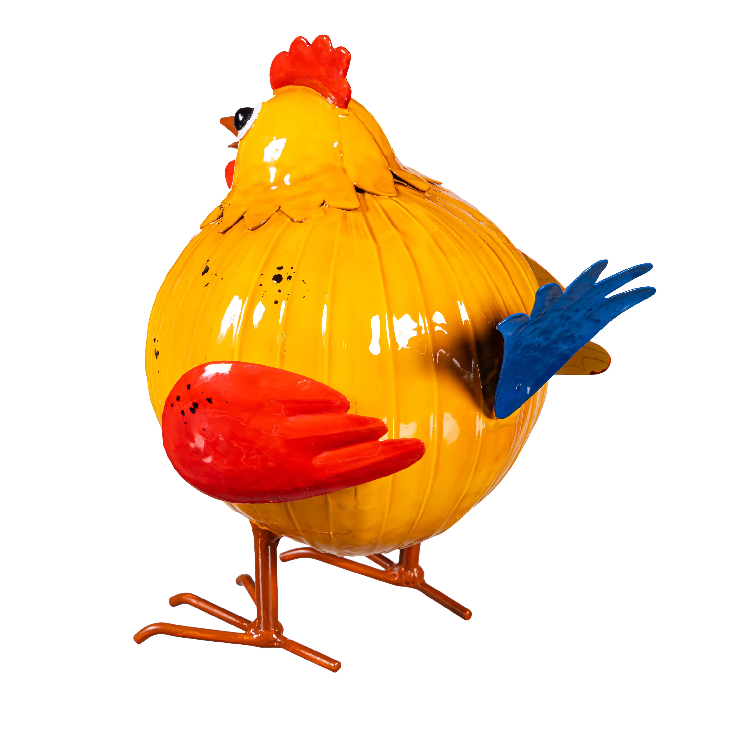 Metal Portly Chicken Garden Statue, 9"H - Image 3