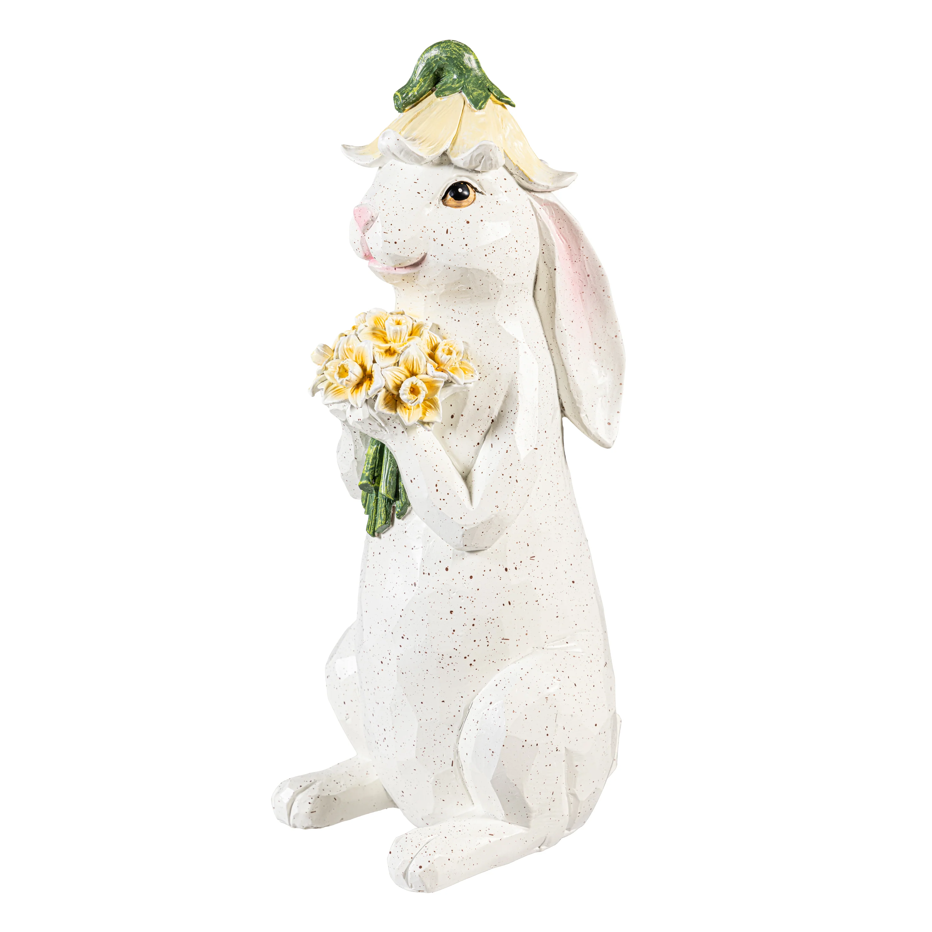 Bunny Blooms Garden Statue, Blossom Bunny Resin Statue, 14.5"H - Image 2