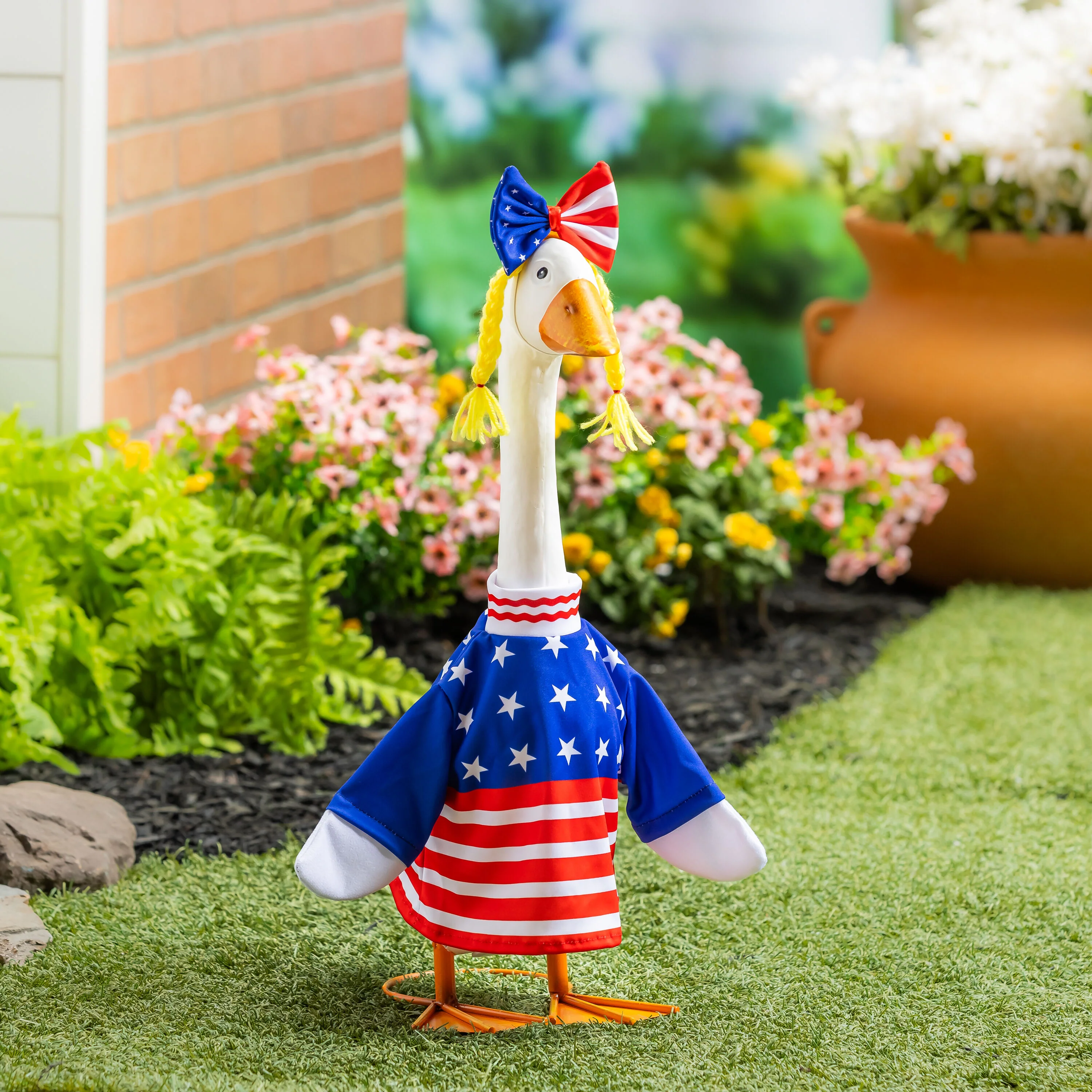 Giddy the Porch Goose Statue Patriotic Outfit, Set of 2 - Image 3