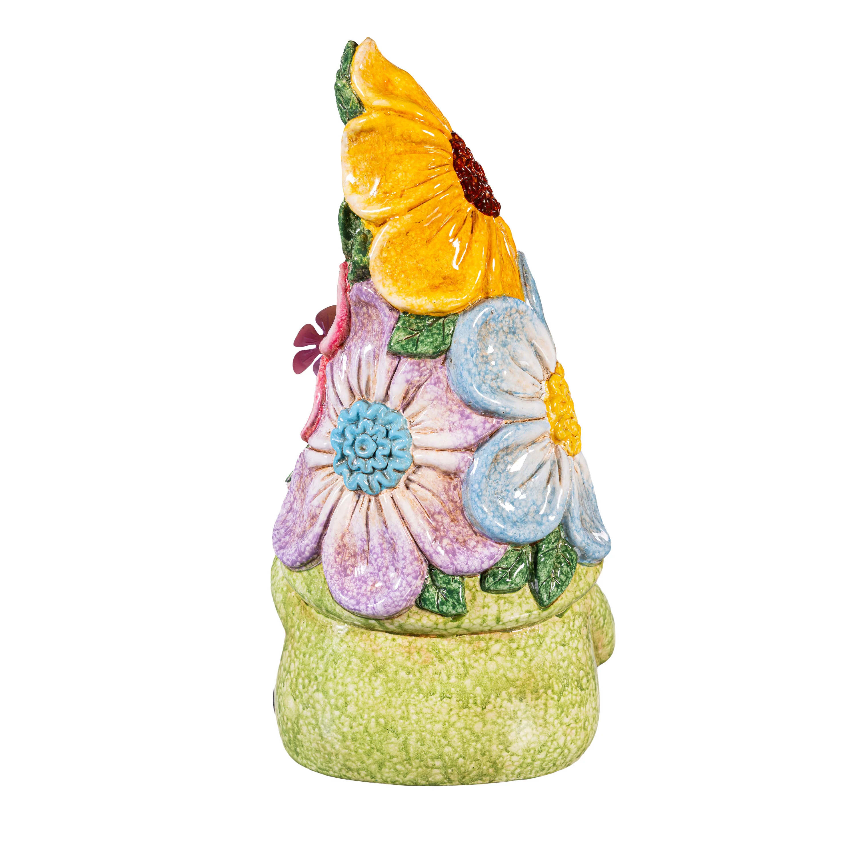 What She Shed Garden Statue, Ceramic Floral Gnome Statue, 12"H - Image 2