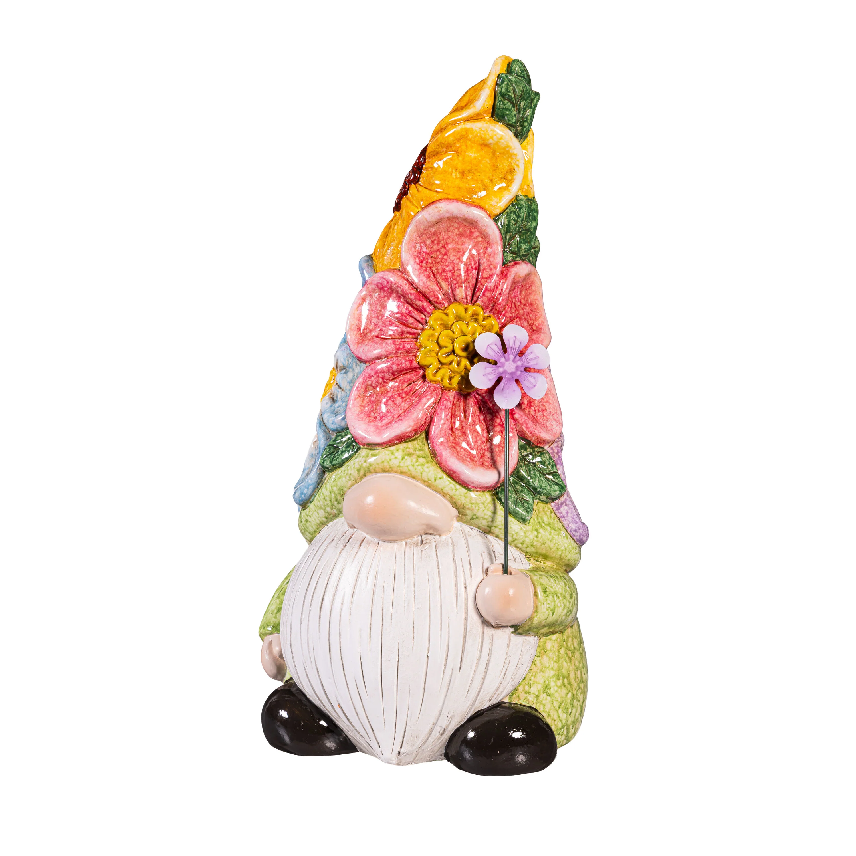 What She Shed Garden Statue, Ceramic Floral Gnome Statue, 12"H - Image 3