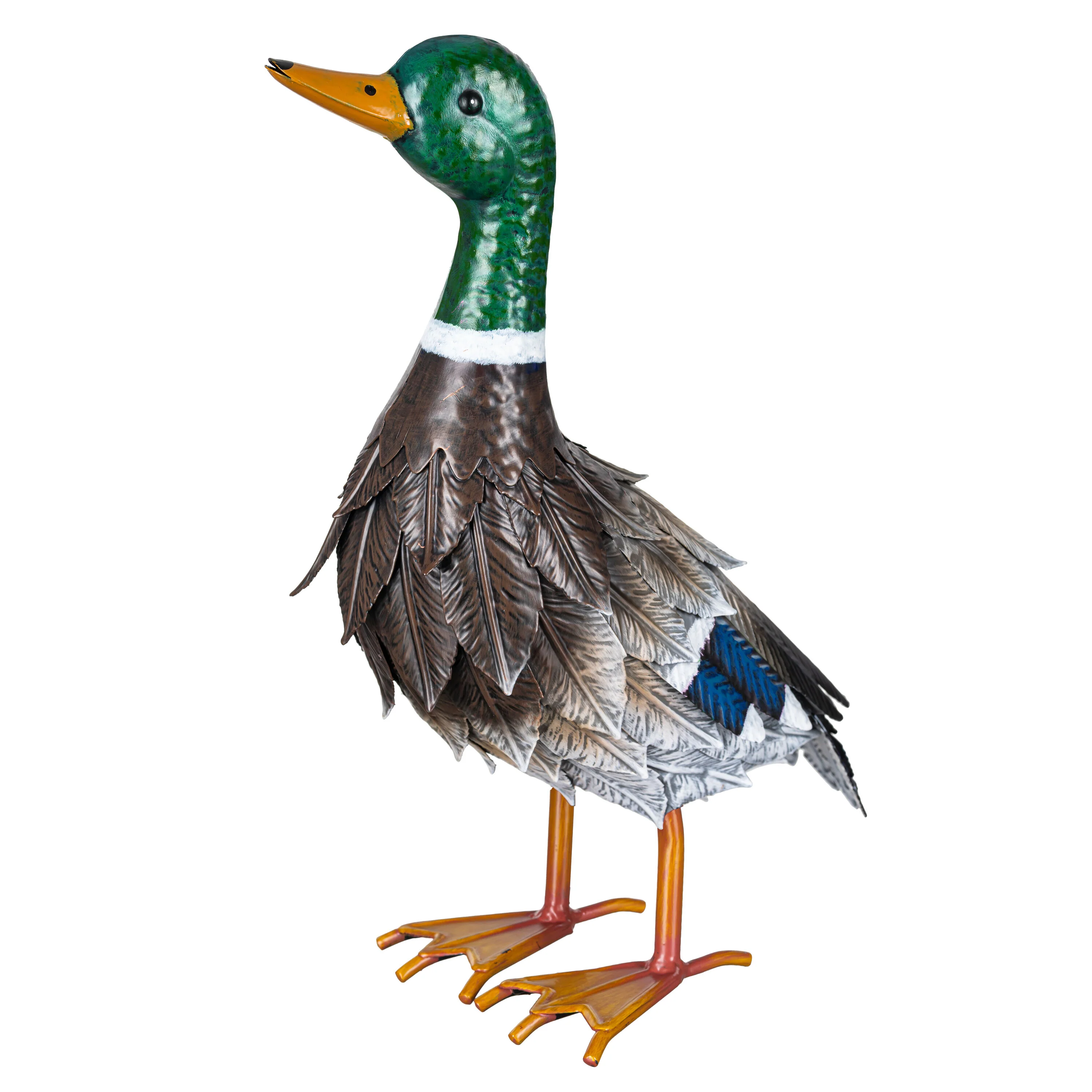 Metal Mallard Duck Garden Statue, Looking Up Pose. 16"H - Image 3