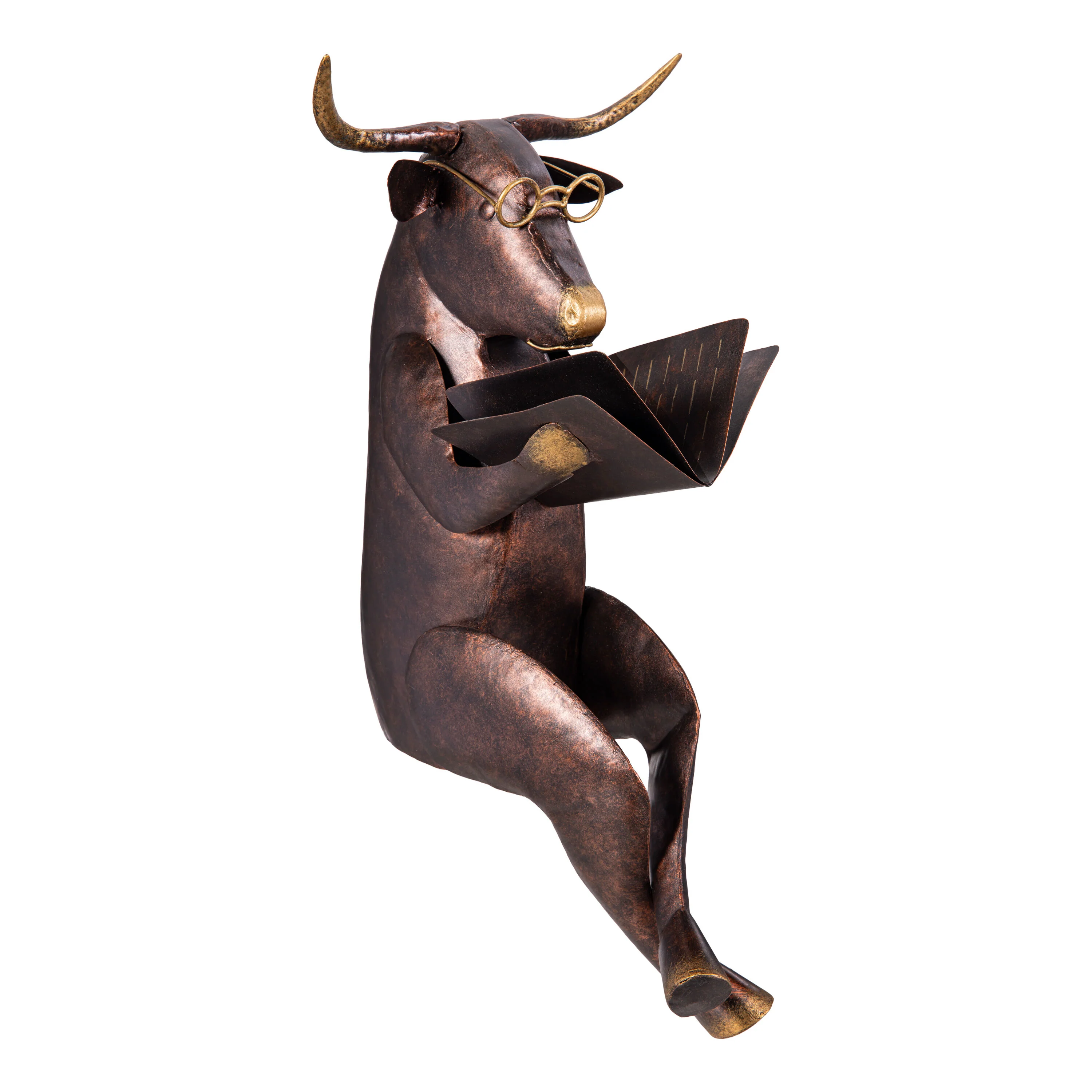 Cow Reading a Book Garden Statue - Image 3