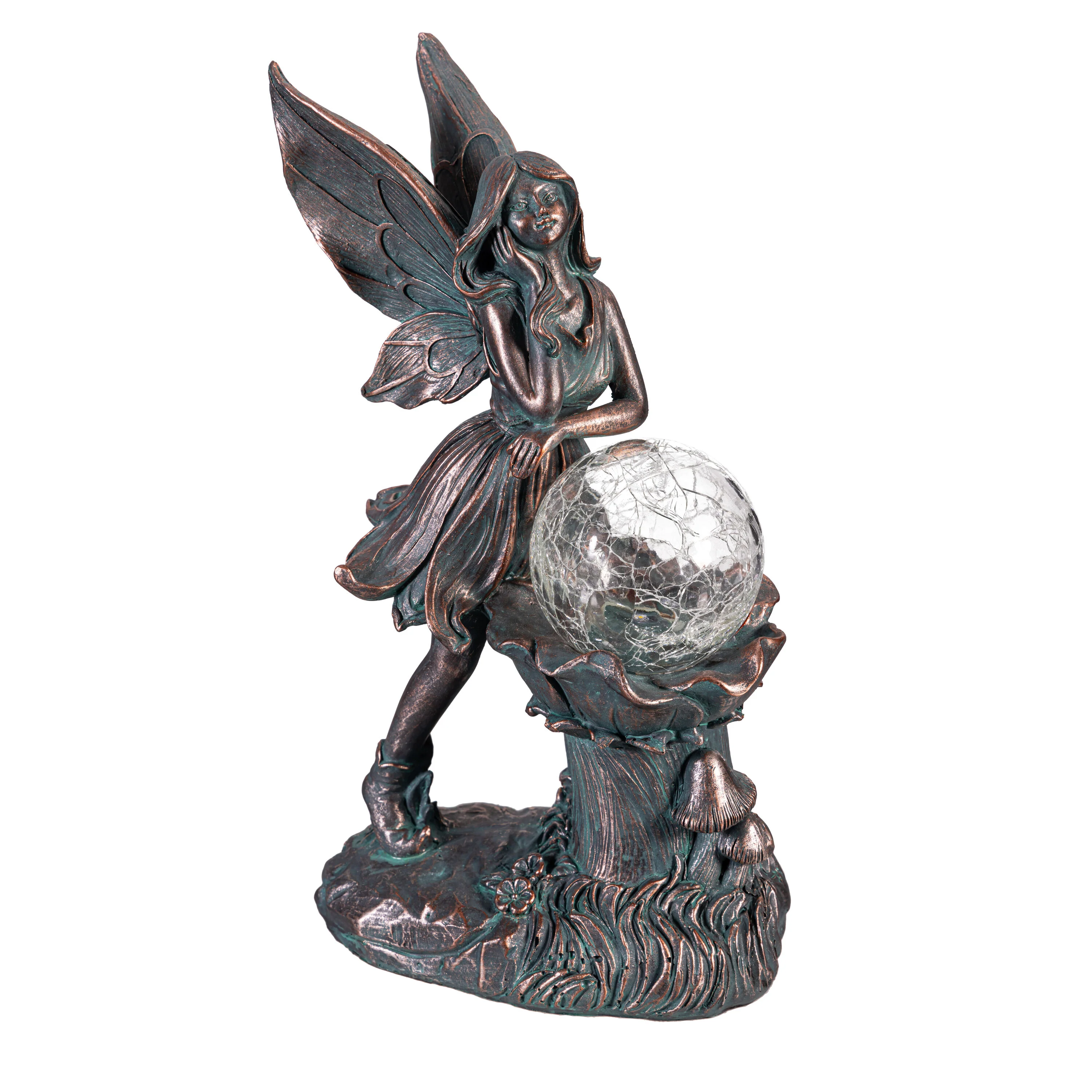 Fairy With Orb LED Garden Statue, 12" H - Image 2