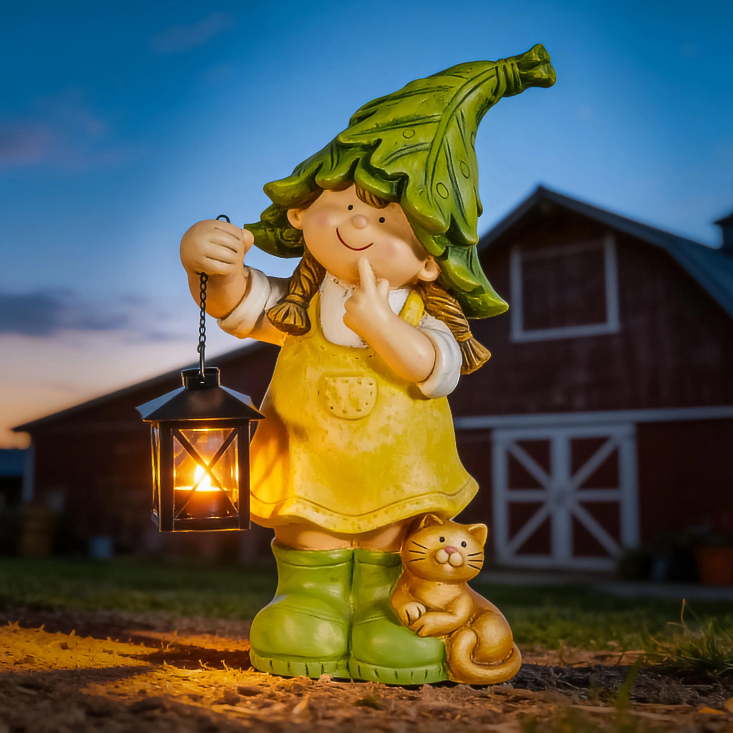 Garden Friends Statues with Lanterns, Set of 2 - Image 5