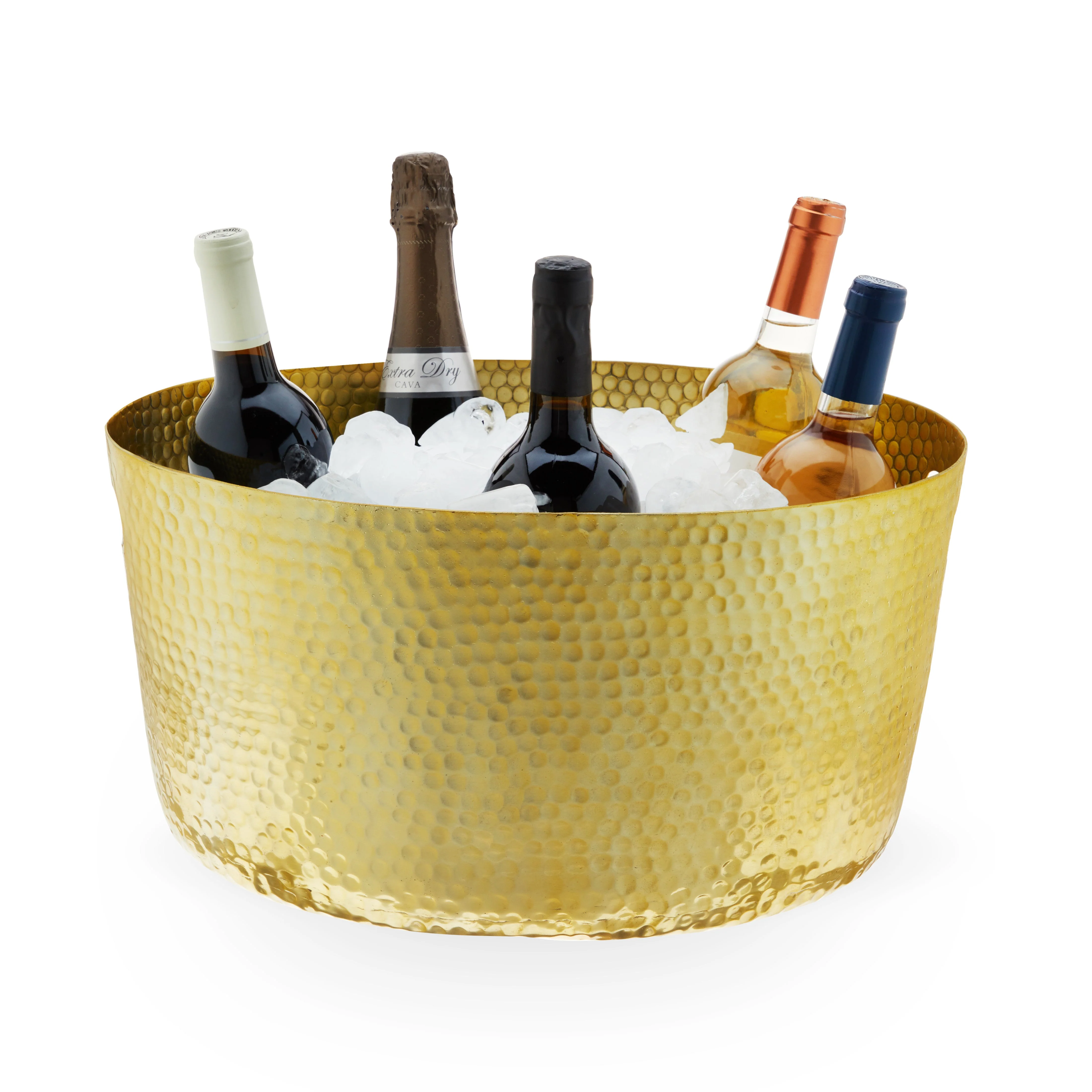 Hammered Metal Tub in Gold - Image 3