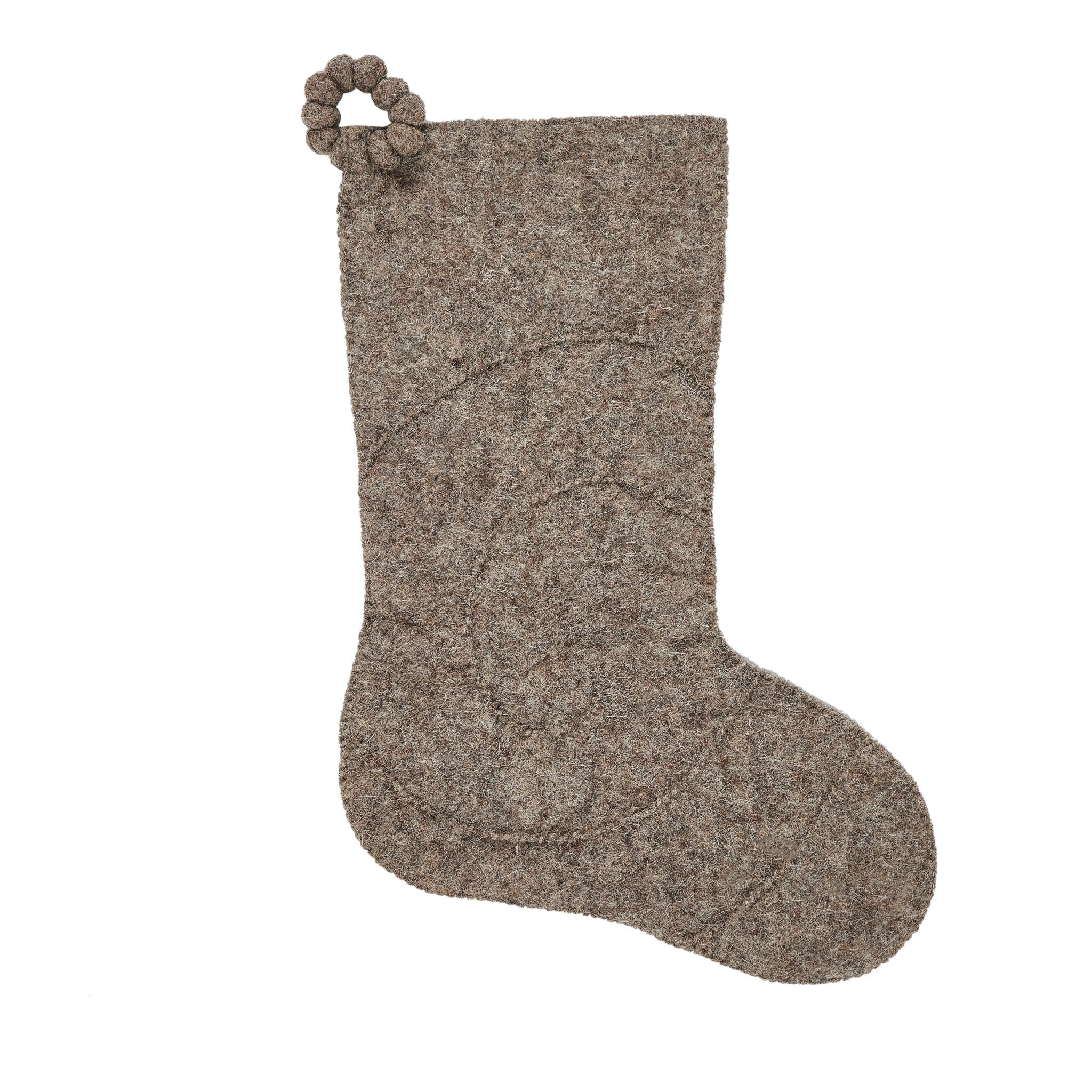 Hand Felted Wool Christmas Stocking - Spiral Grey Arcadia Home - Image 4