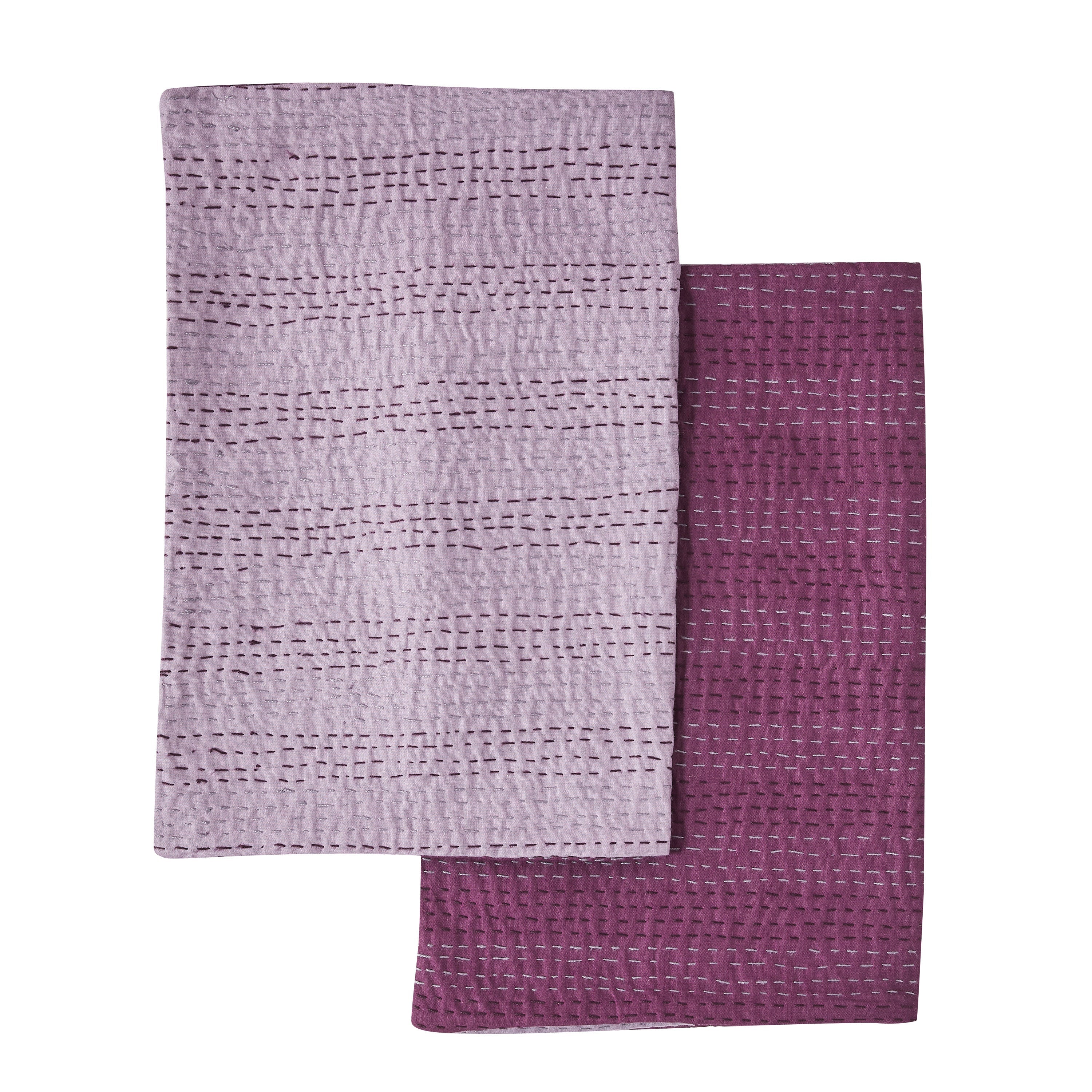 Hand Stitched Reversible Kantha Pillow Sham Pairs - Image 10