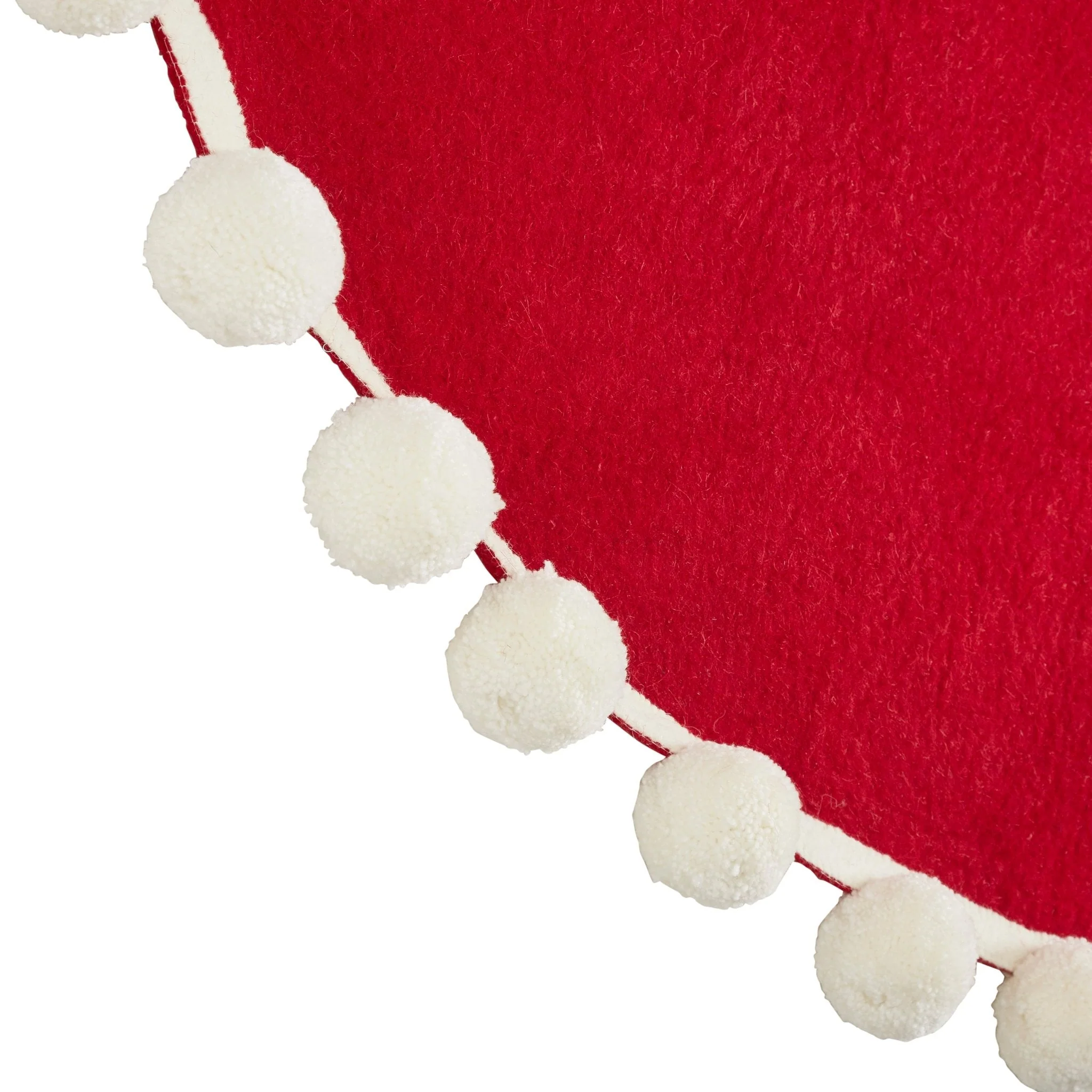 Handmade Christmas Tree Skirt Felt - Pom Poms Red 63" / 72" Arcadia Home - Image 7