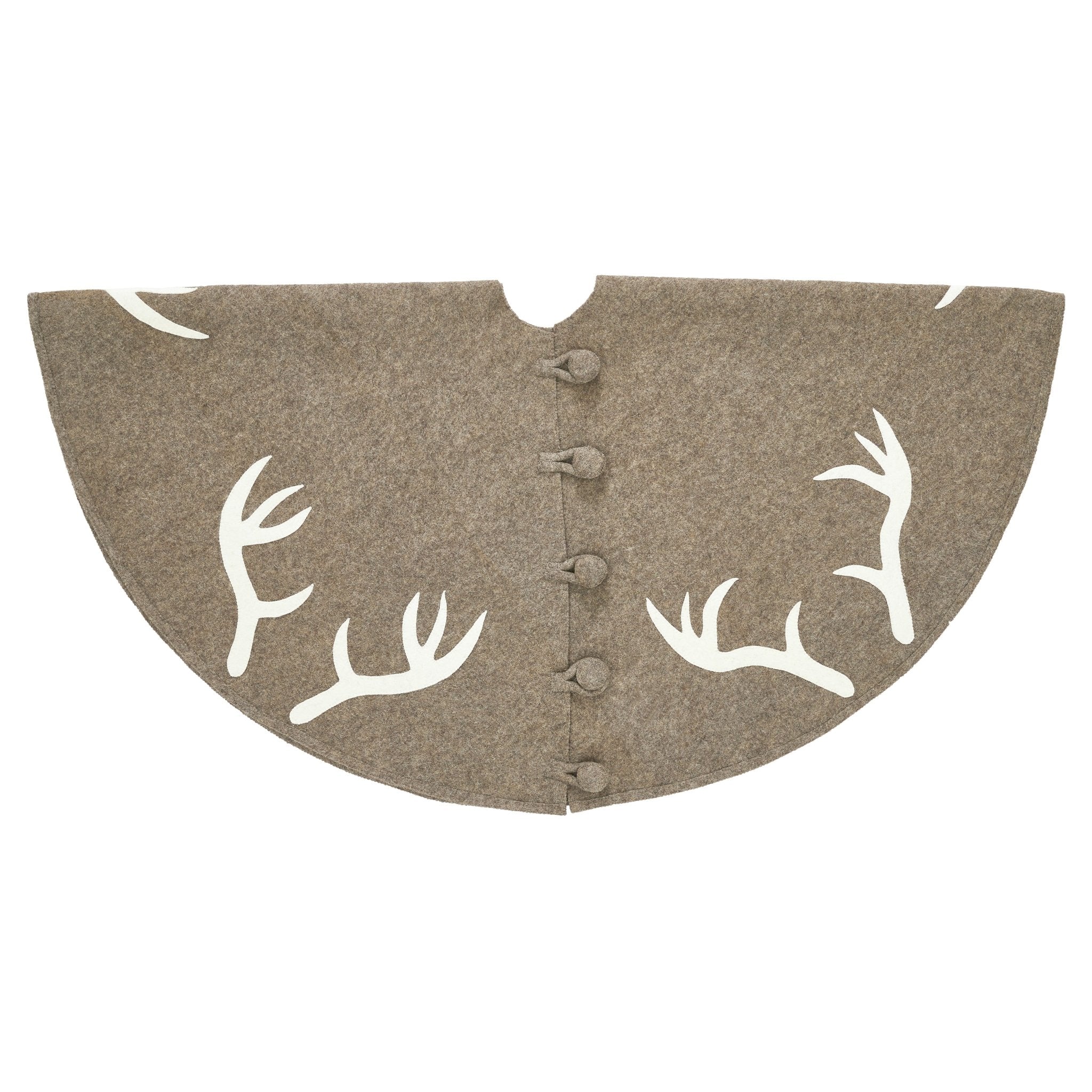 Handmade Felt Antlers Gray Christmas Tree Skirt 60" / 72" Arcadia Home - Image 6