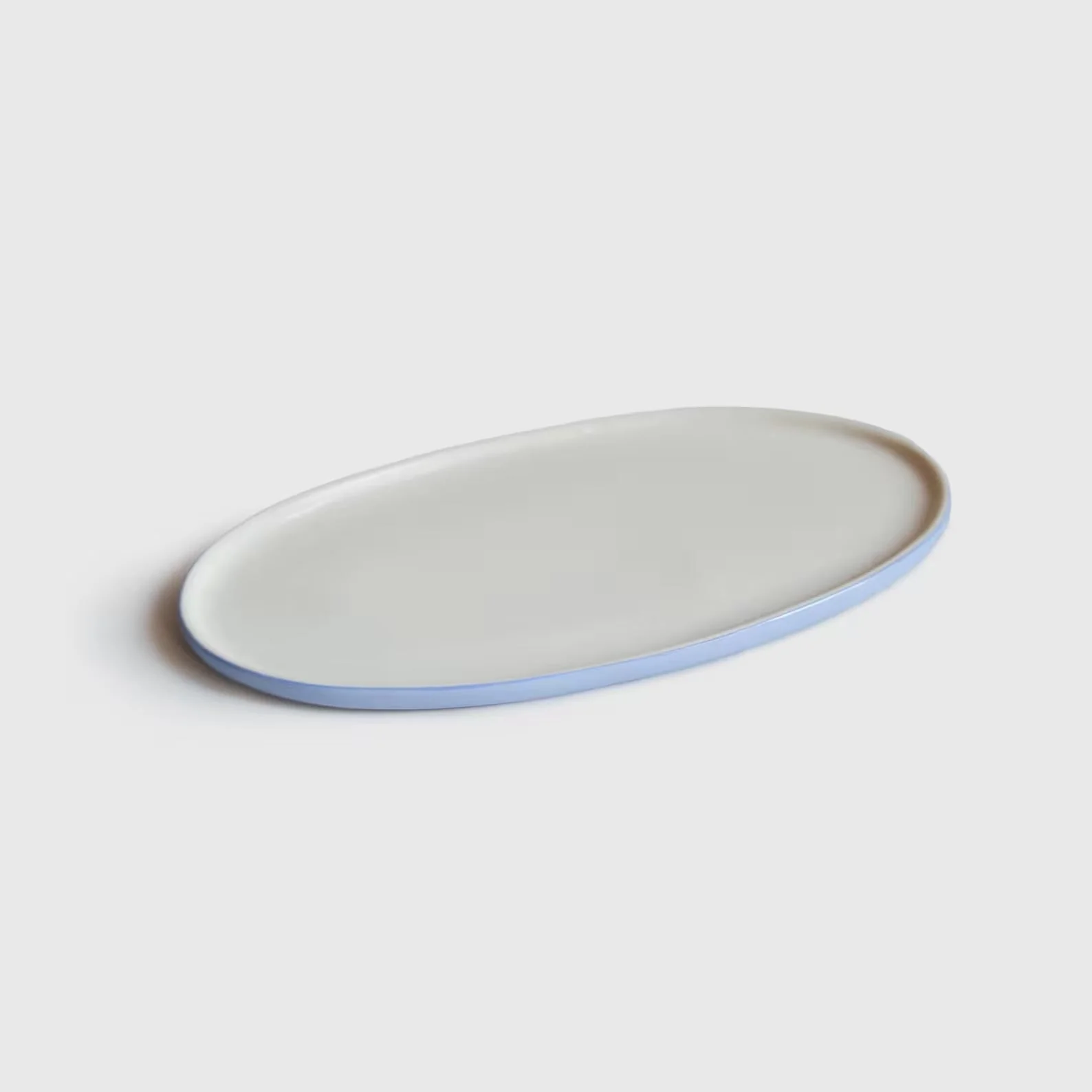 Handmade Porcelain Oval Serving Platter. Forget-me-not/Chocolate - Image 3