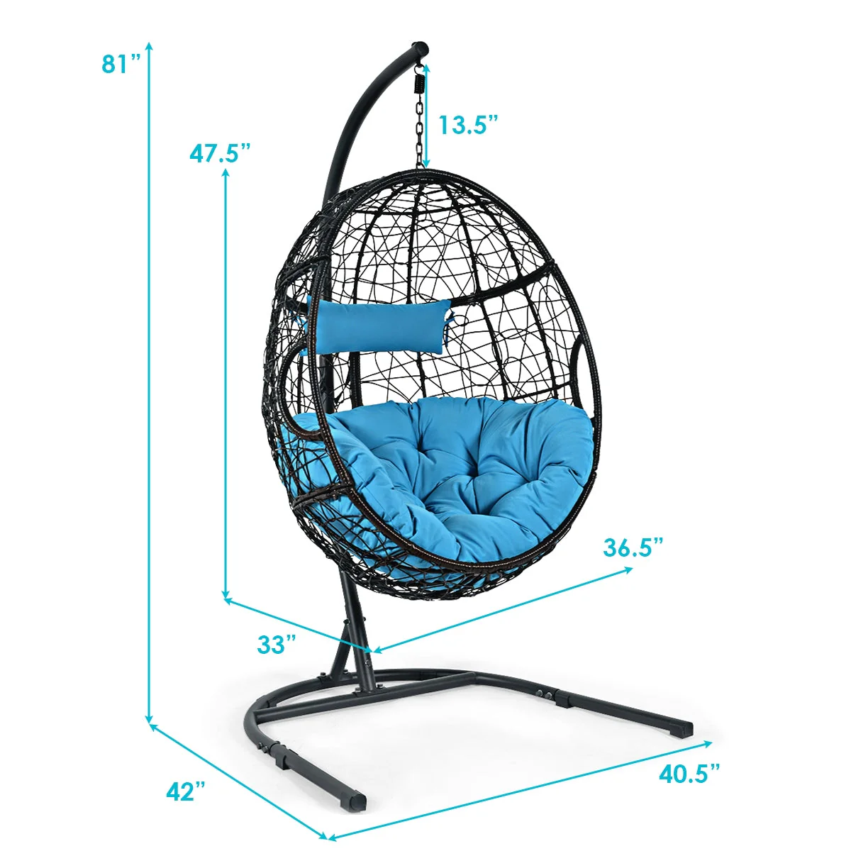 Hanging Cushioned Hammock Chair with Stand - Image 5