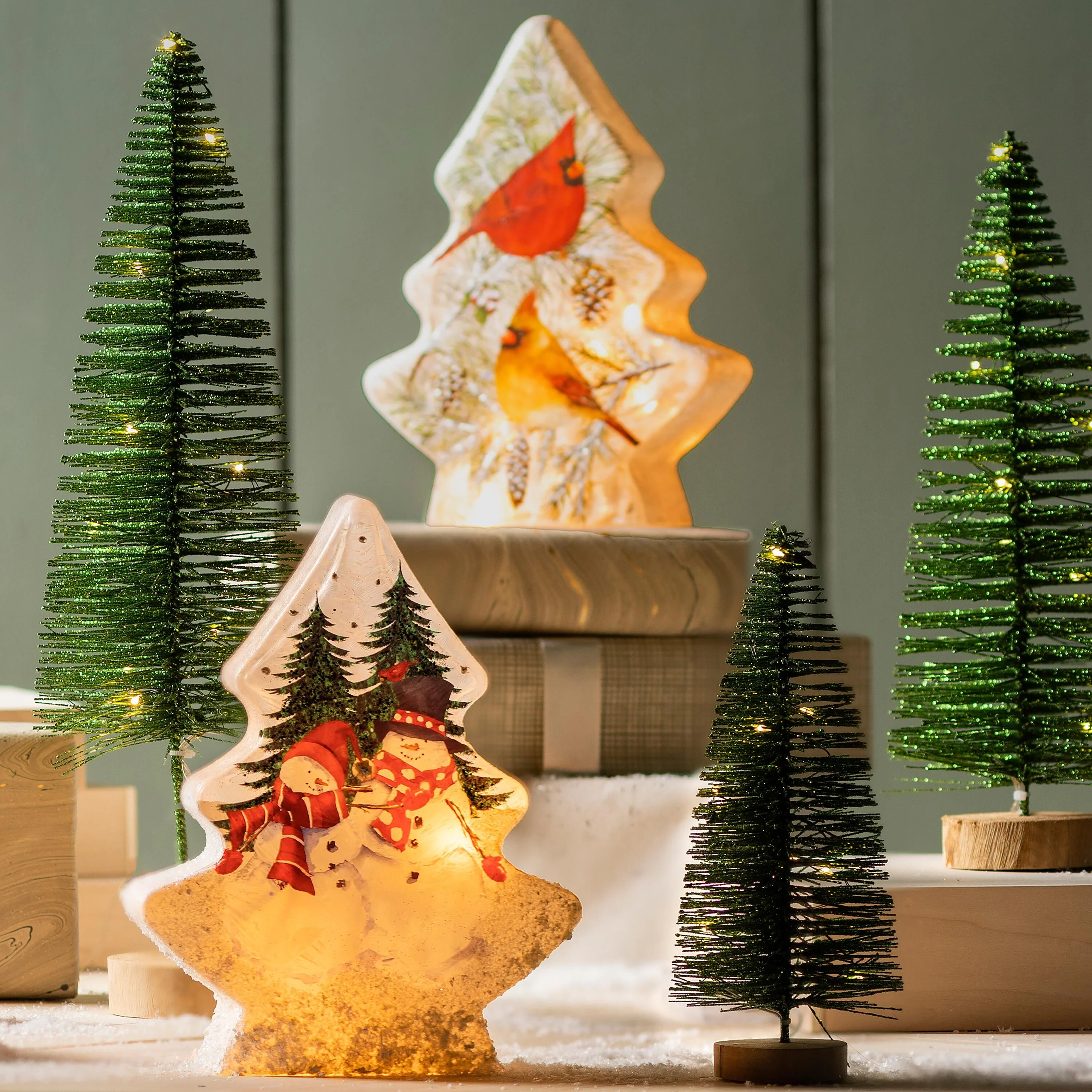 Set of Three Green Tabletop Trees - Image 7