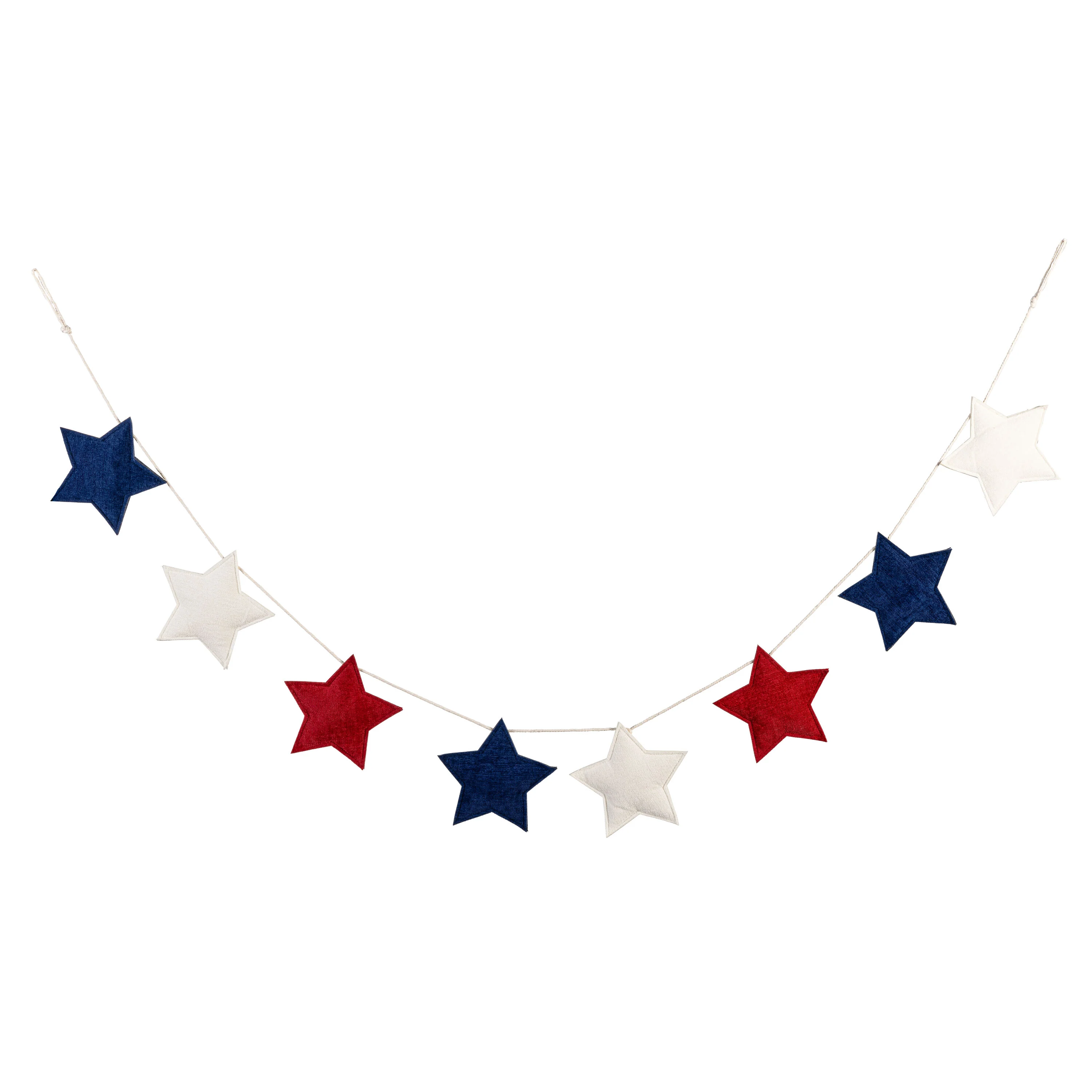 American Classic Hanging Decor Fabric Garland Patriotic Star, 72"L - Image 2