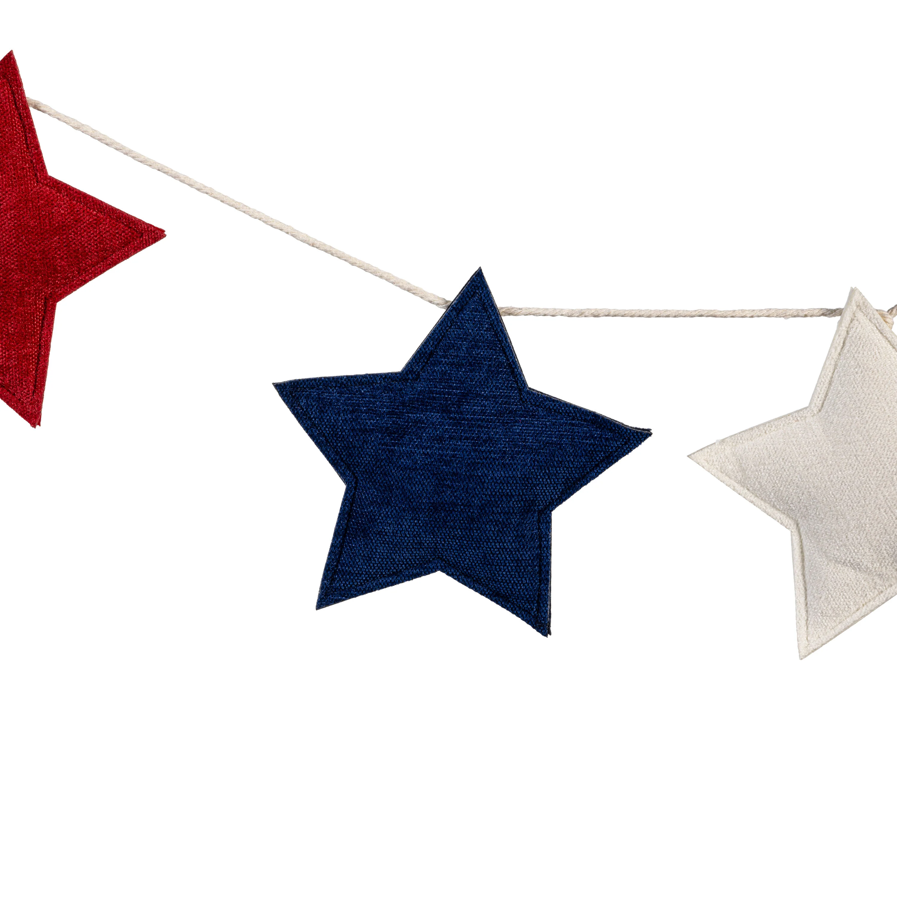 American Classic Hanging Decor Fabric Garland Patriotic Star, 72"L - Image 3
