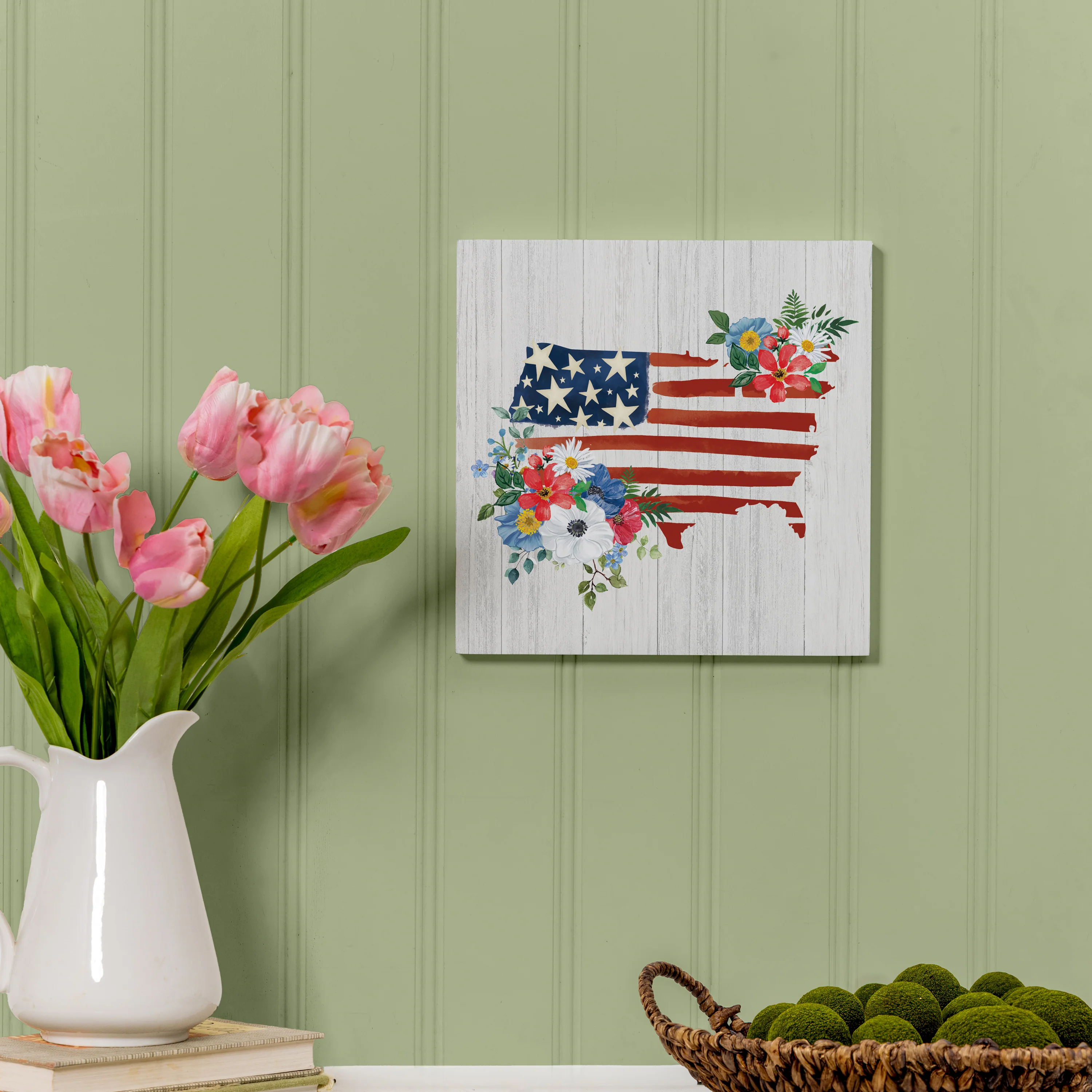 American Classic Indoor Wall Decor, Floral USA, 12" L x 12" H - Image 2
