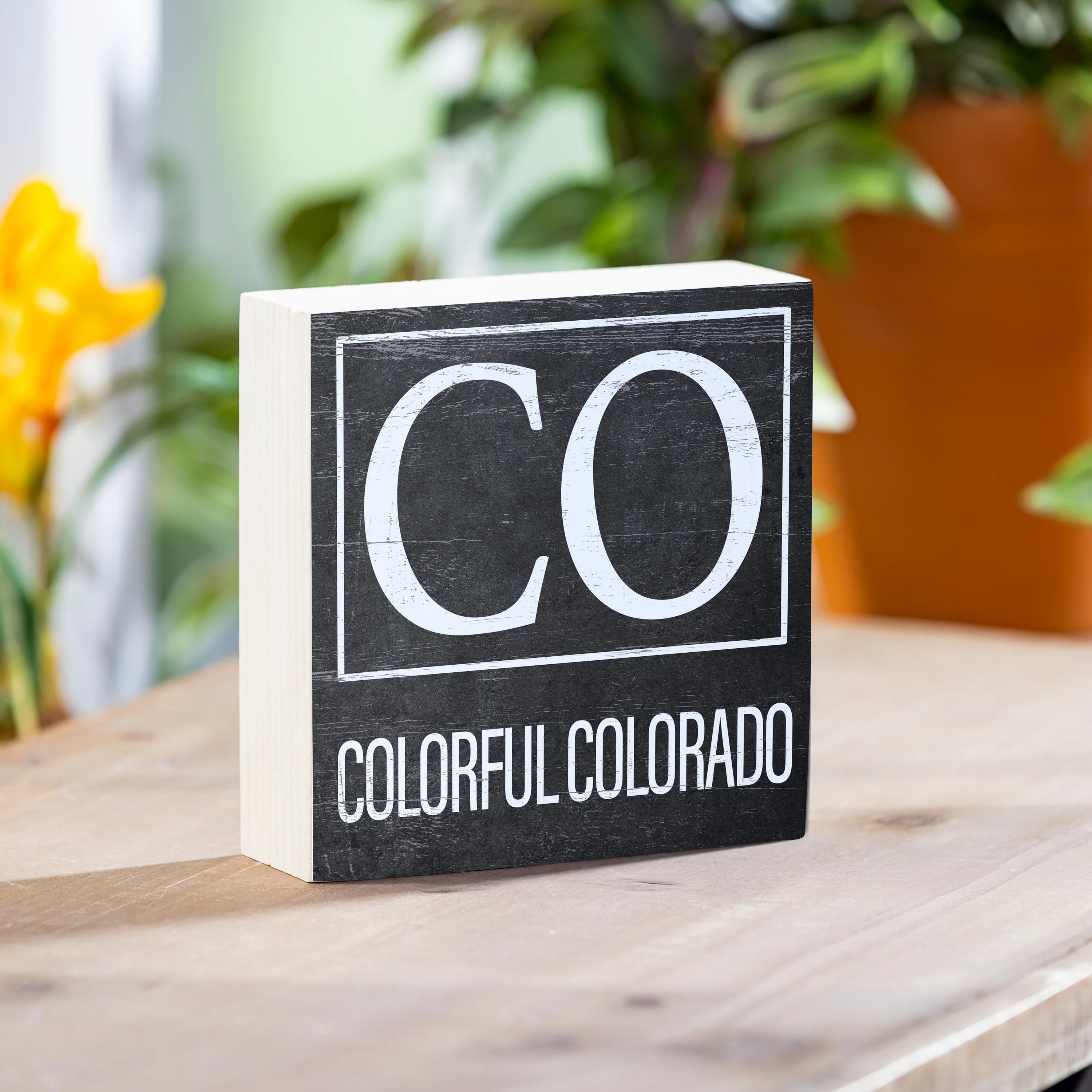 State Sign Wood Block Colorado 6"x6"