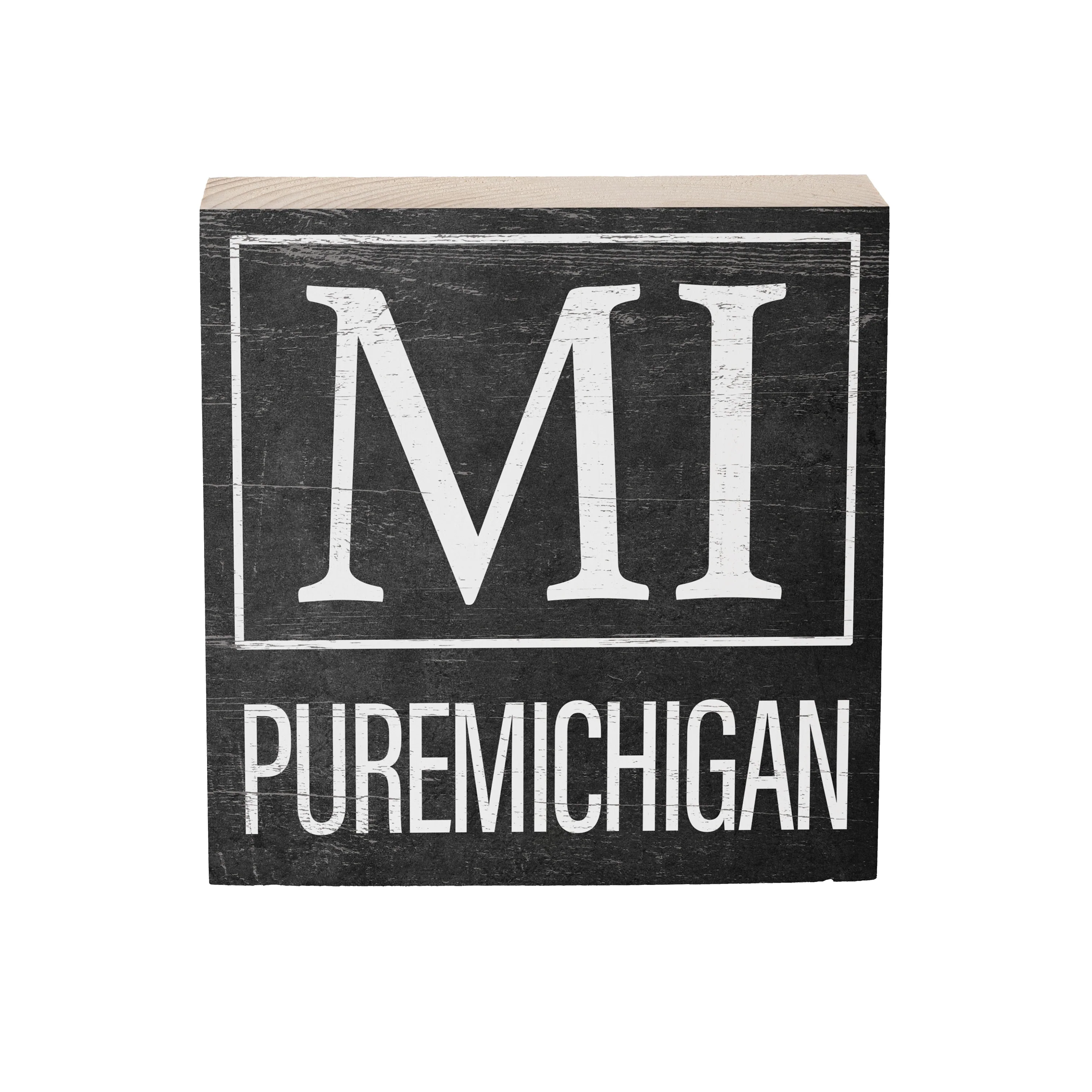 State Sign Wood Block Michigan 6"x6" - Image 2