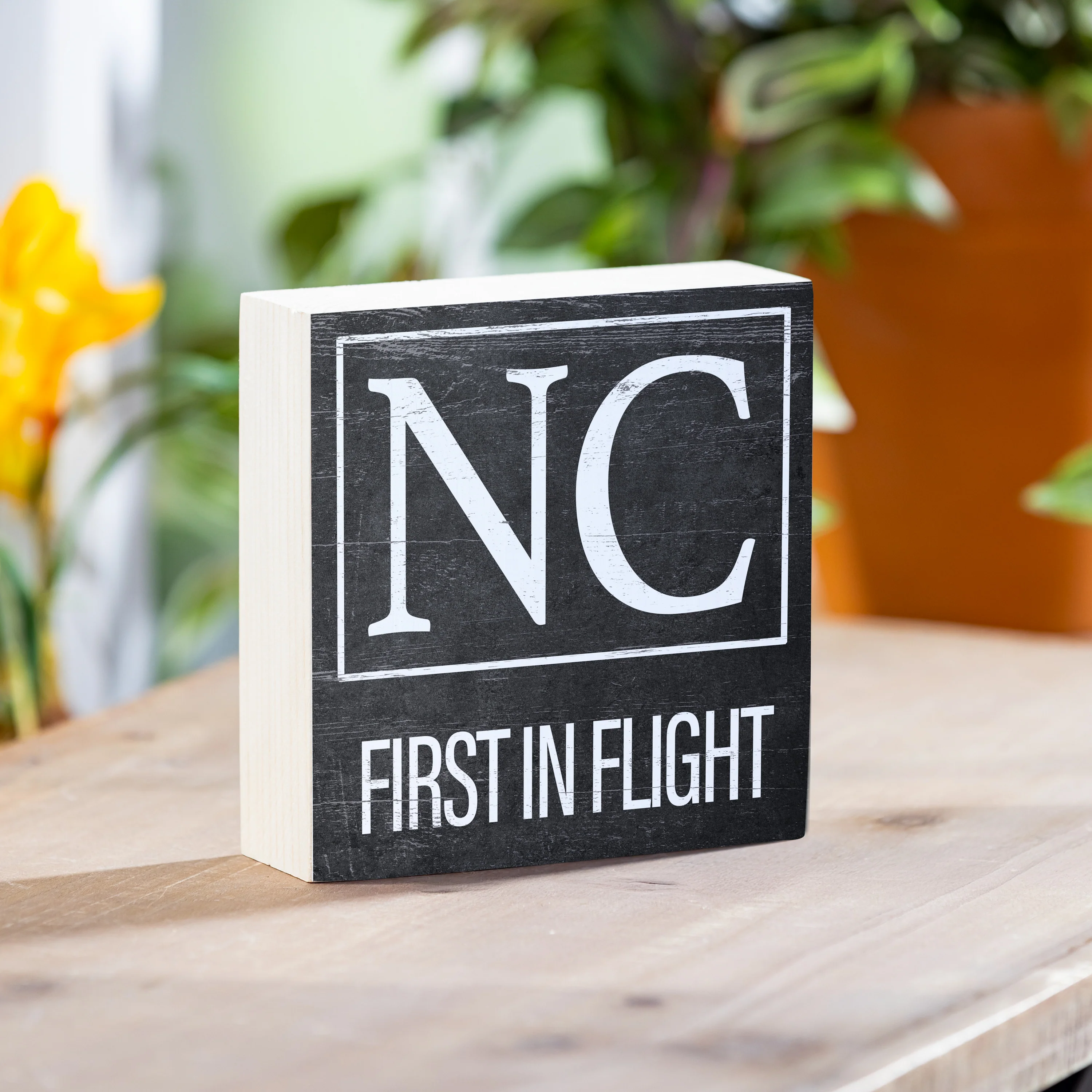 State Sign Wood Block North Carolina 6"x6"