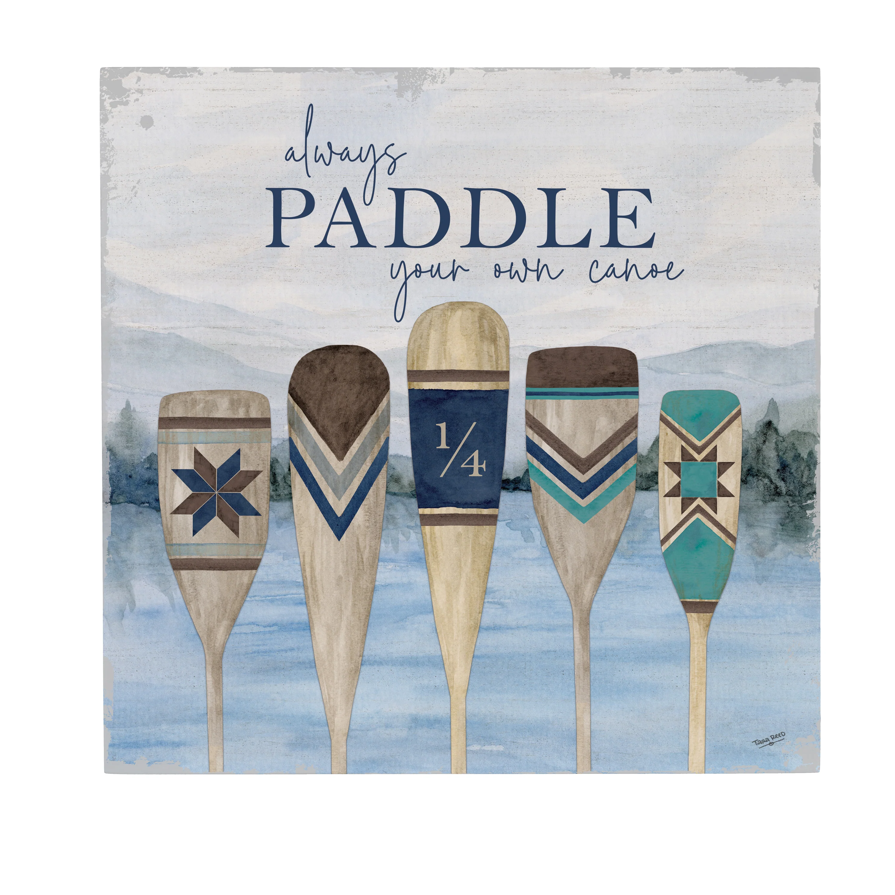 Lake Living Wooden Wall Art Always Paddle 12x12" - Image 3
