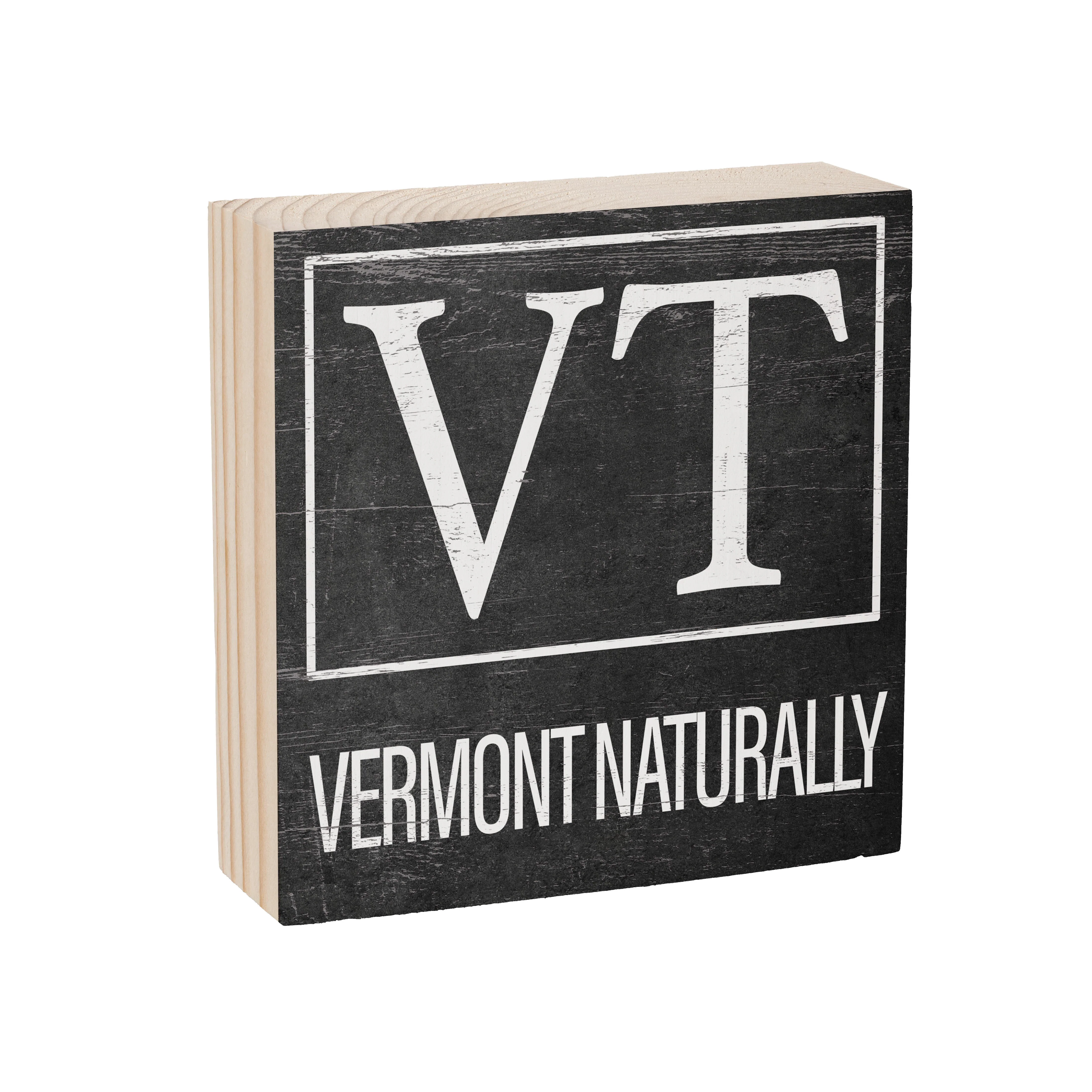 State Sign Wood Block Vermont 6"x6" - Image 2