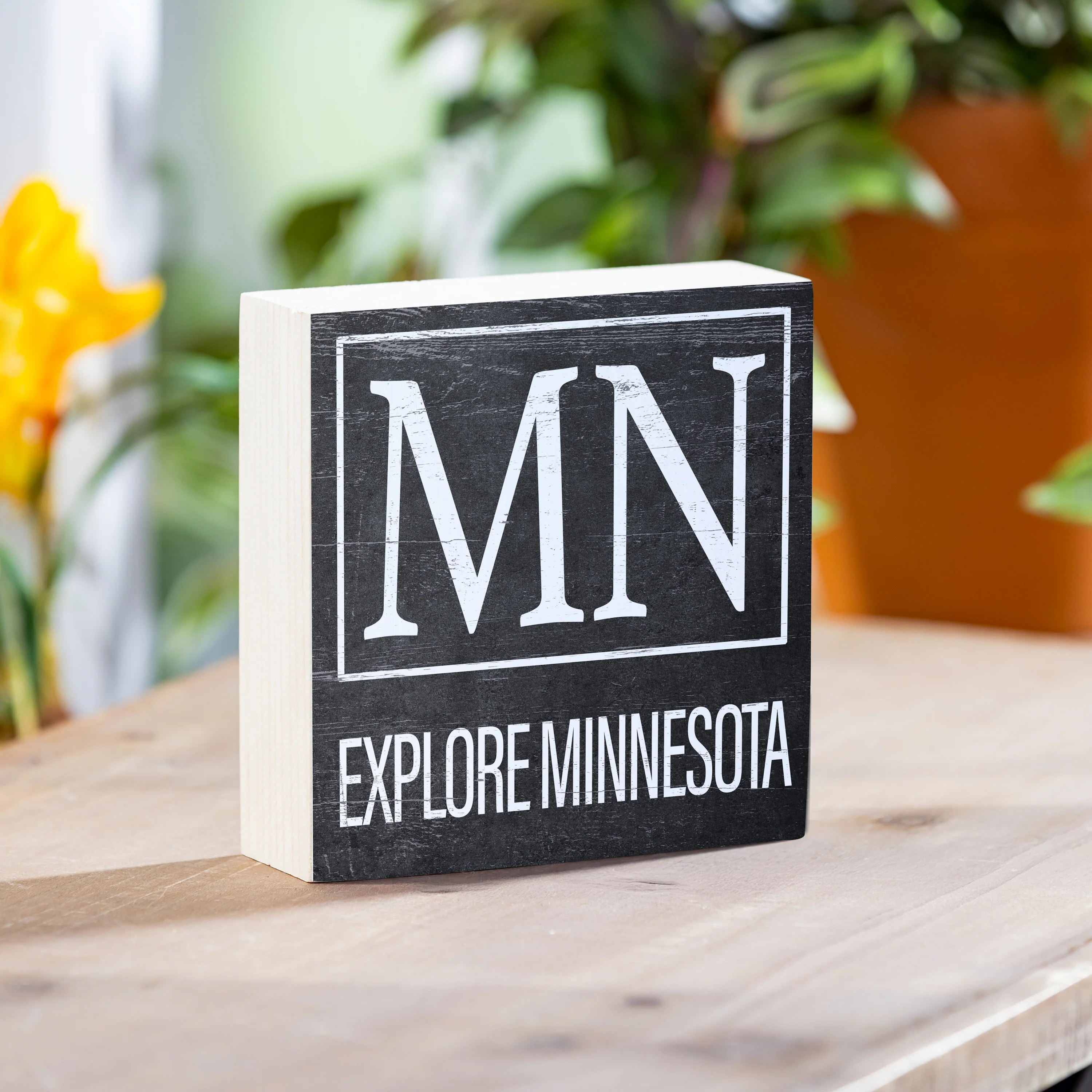 State Sign Wood Block Minnesota 6"x6" - Image 3