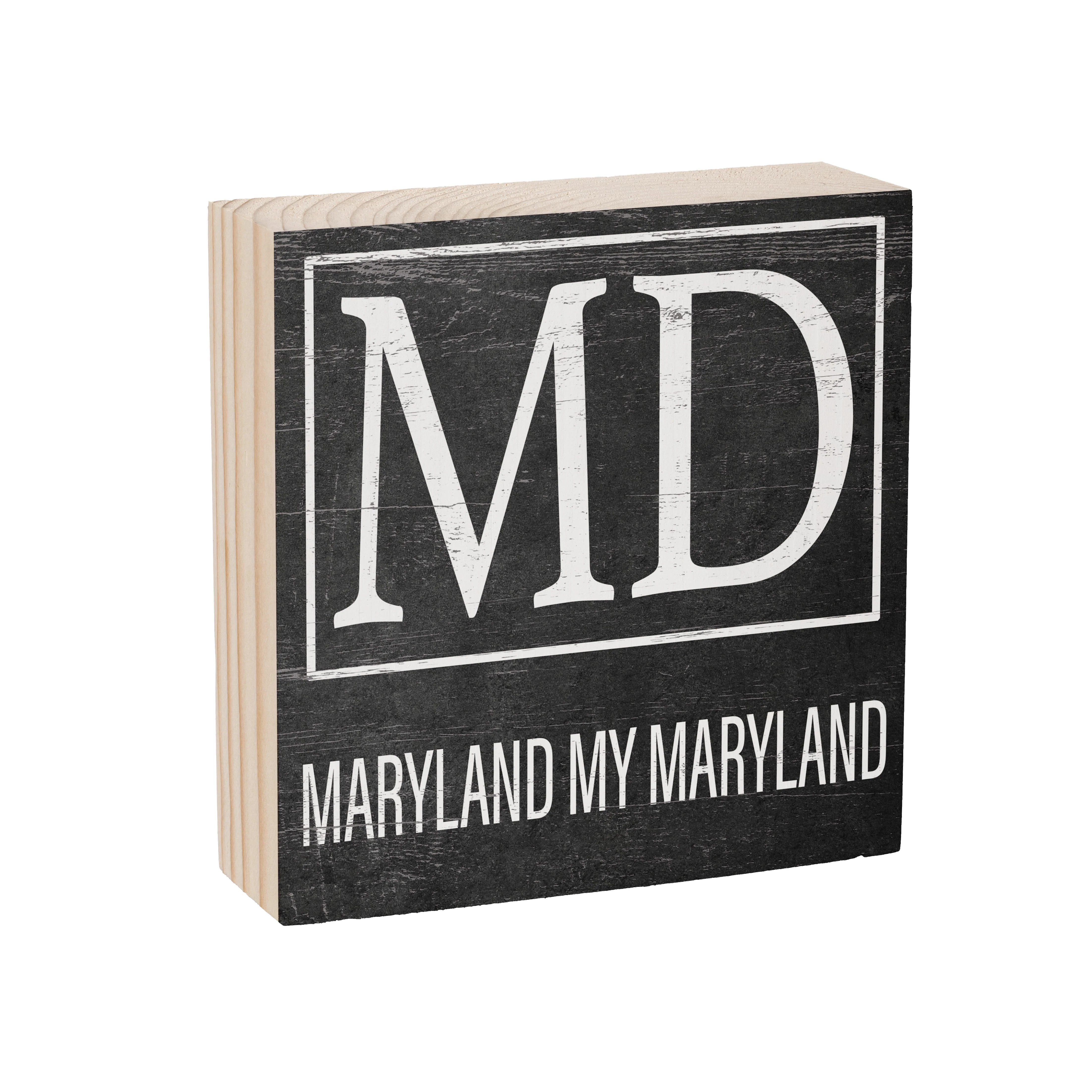 State Sign Wood Block Maryland 6"x6" - Image 2
