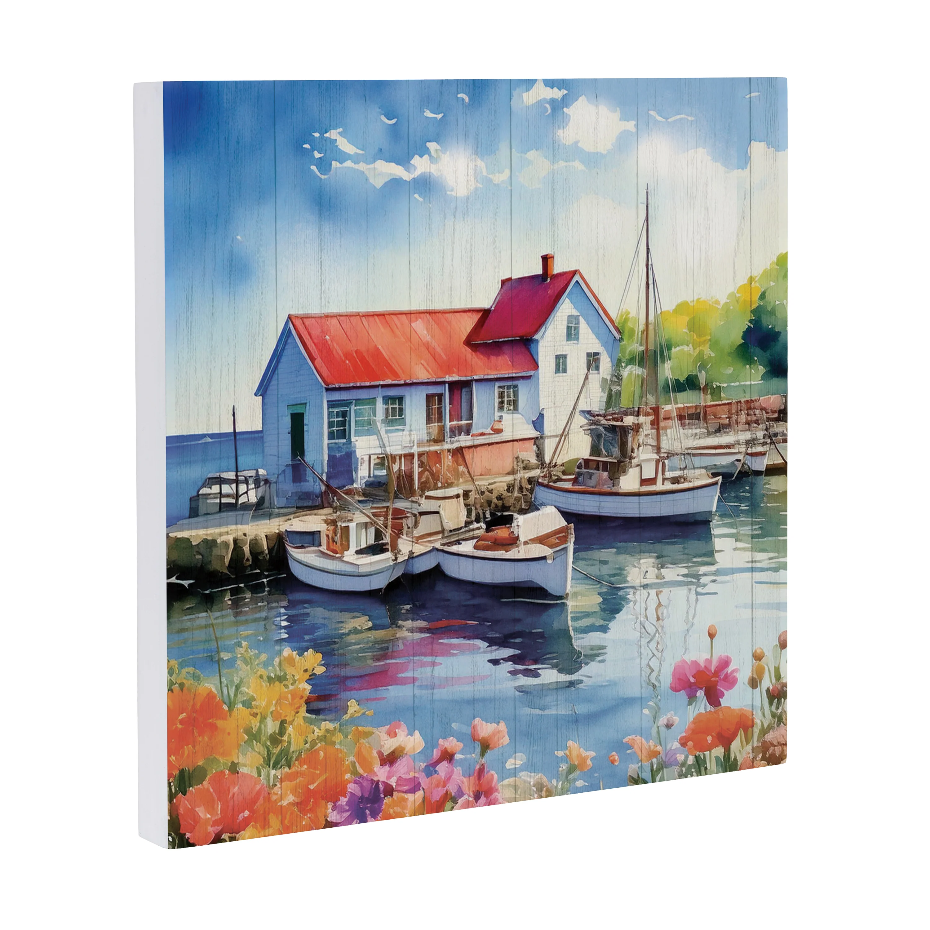 Coastal Wooden Wall Art Dock 12x12" - Image 2