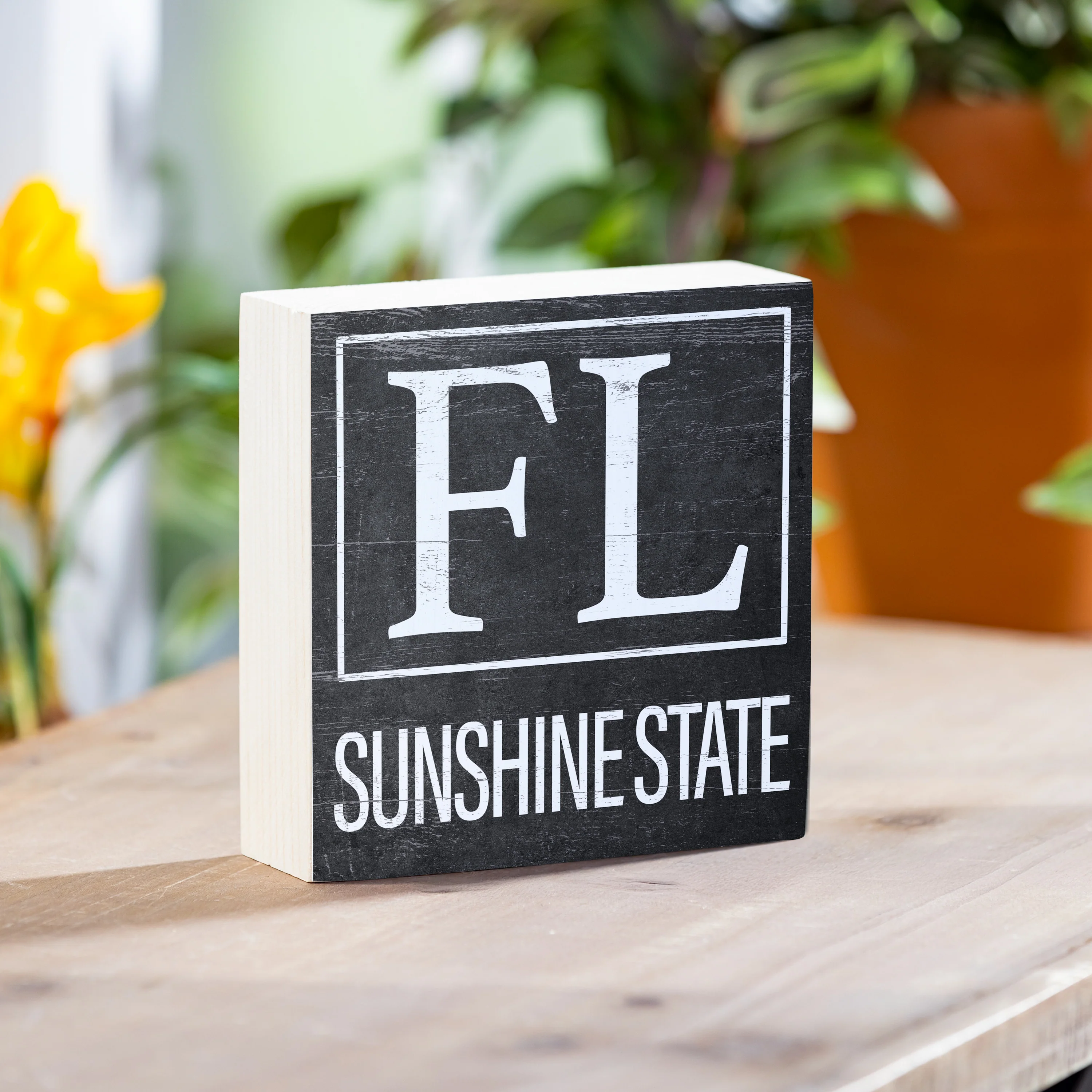 State Sign Wood Block Florida 6"x6"