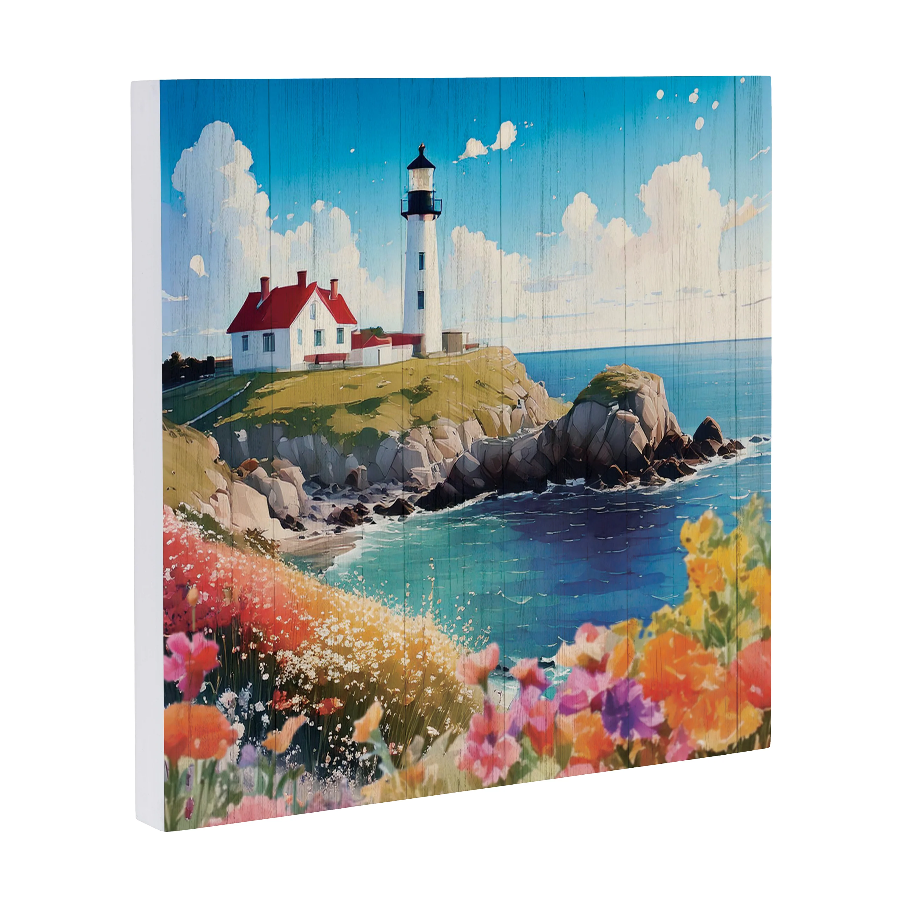Coastal Wooden Wall Art Lighthouse 12x12" - Image 2