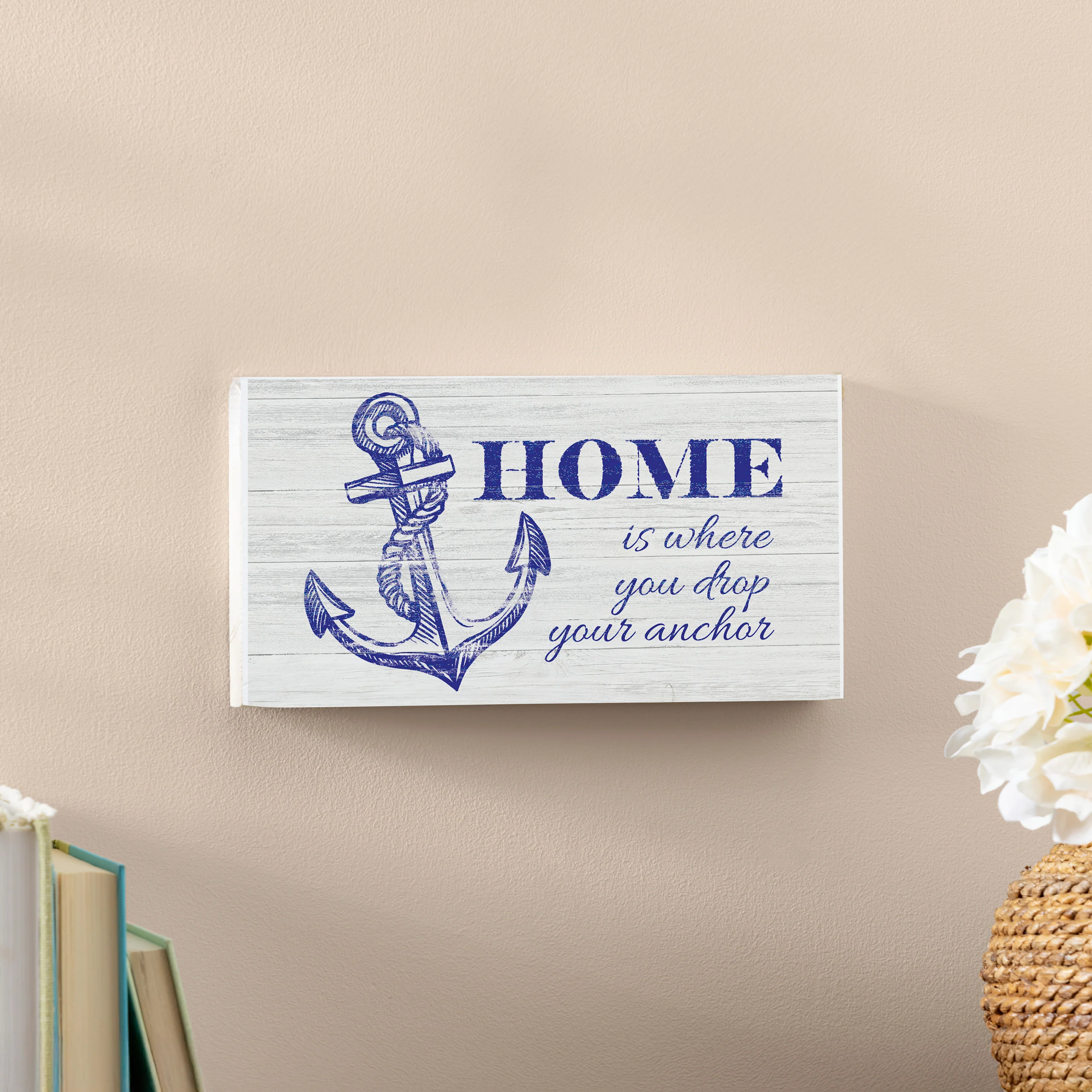 Coastal Wooden Sign Home Anchor 11x6" - Image 2