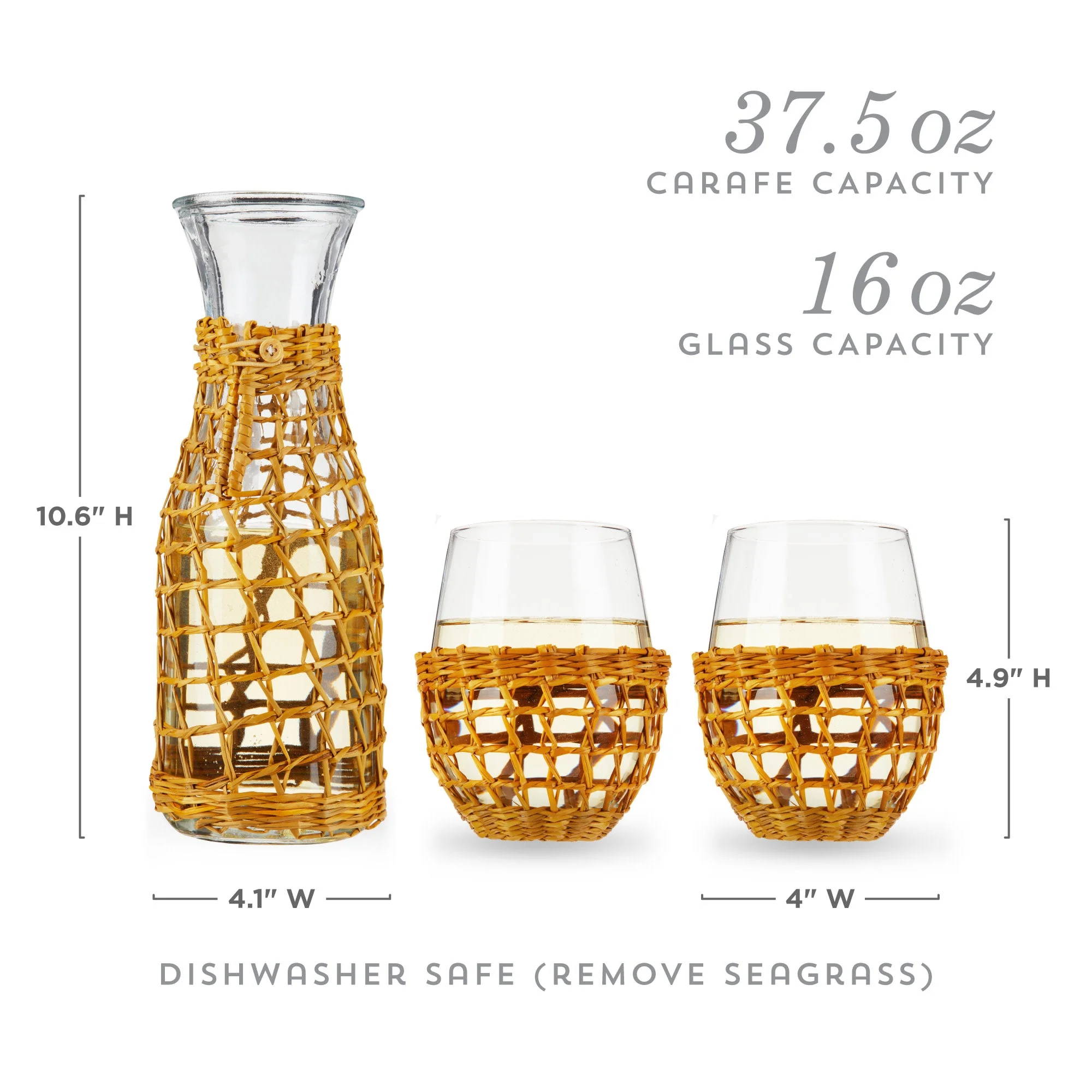 Island Carafe & Stemless Wine Glass Set - Image 6