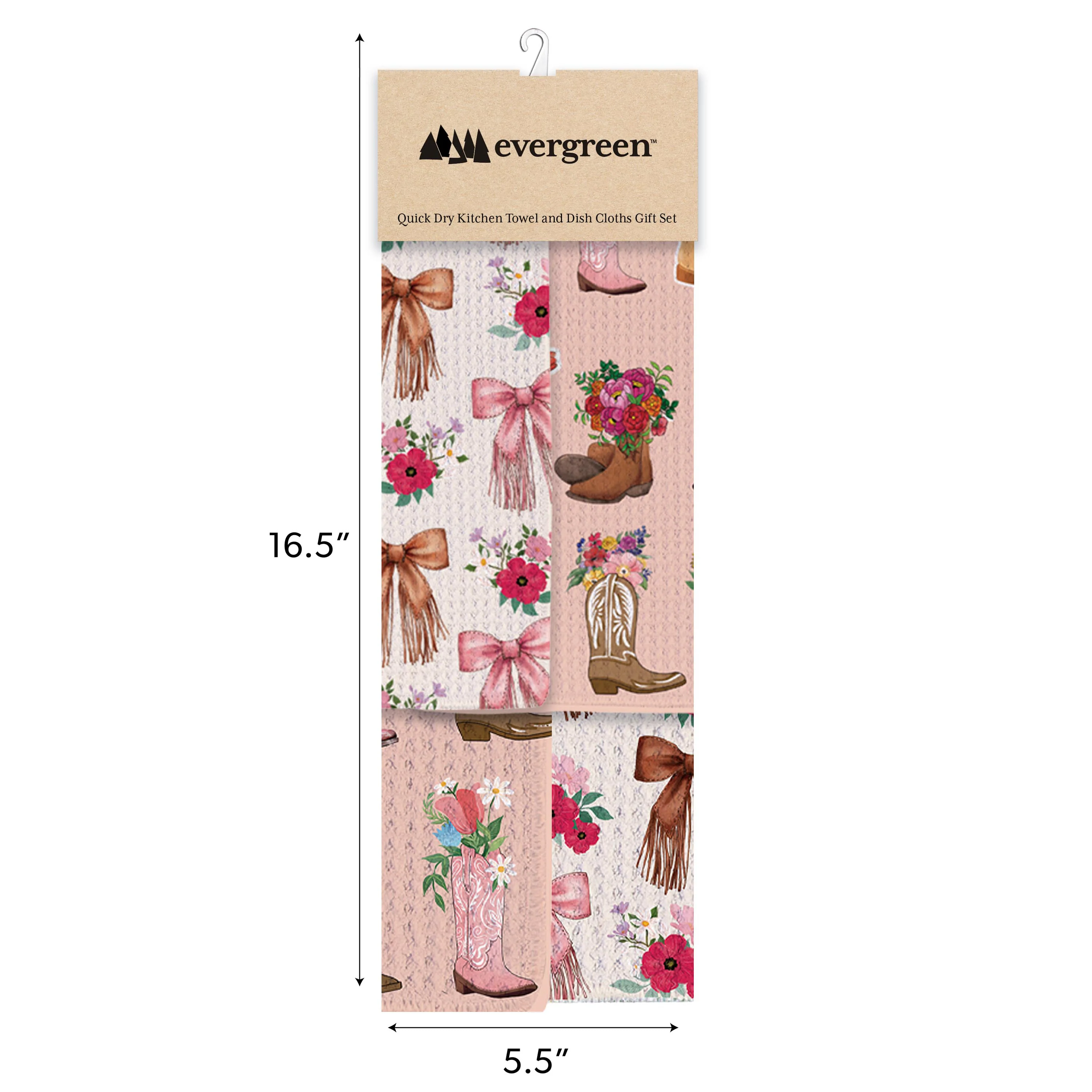 Boots & Bows Western Cowboy Boots Kitchen Gift Set Quick Dry, 1pc Towel and 2pc Dish Cloth - Image 8