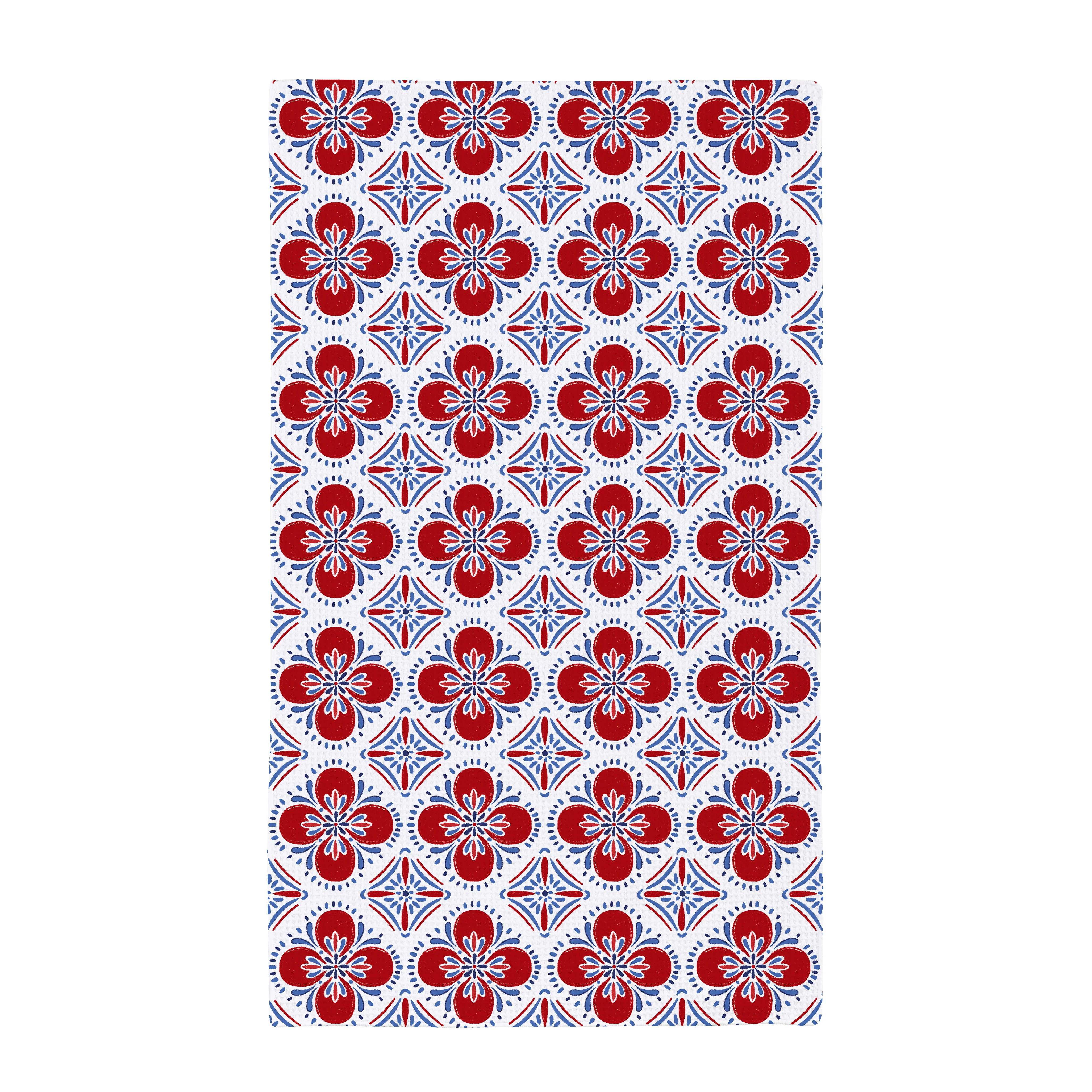 American Classic Kitchen Towel Quick Dry Waffle Weave Double-Sided, Red Florals, 30"L x 18"W - Image 2