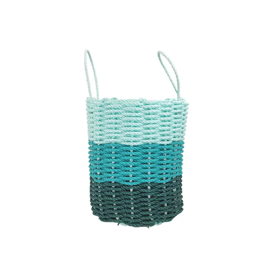 Lobster Rope Storage Basket Hunter Green, Teal, Seafoam - Image 3