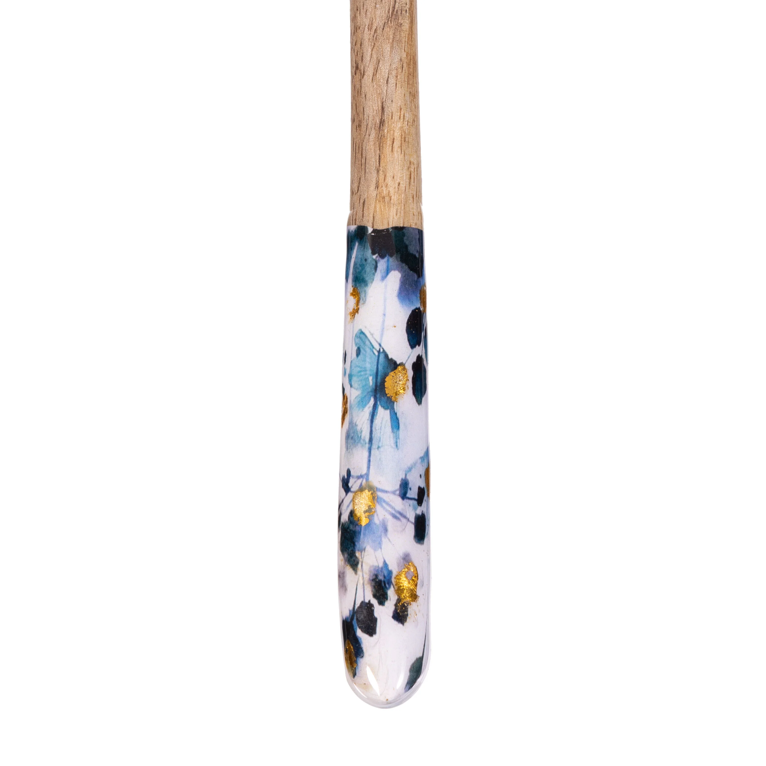 VivaStyle Gilded Meadow Wood Salad Server, 11" Set of 2 - Image 3