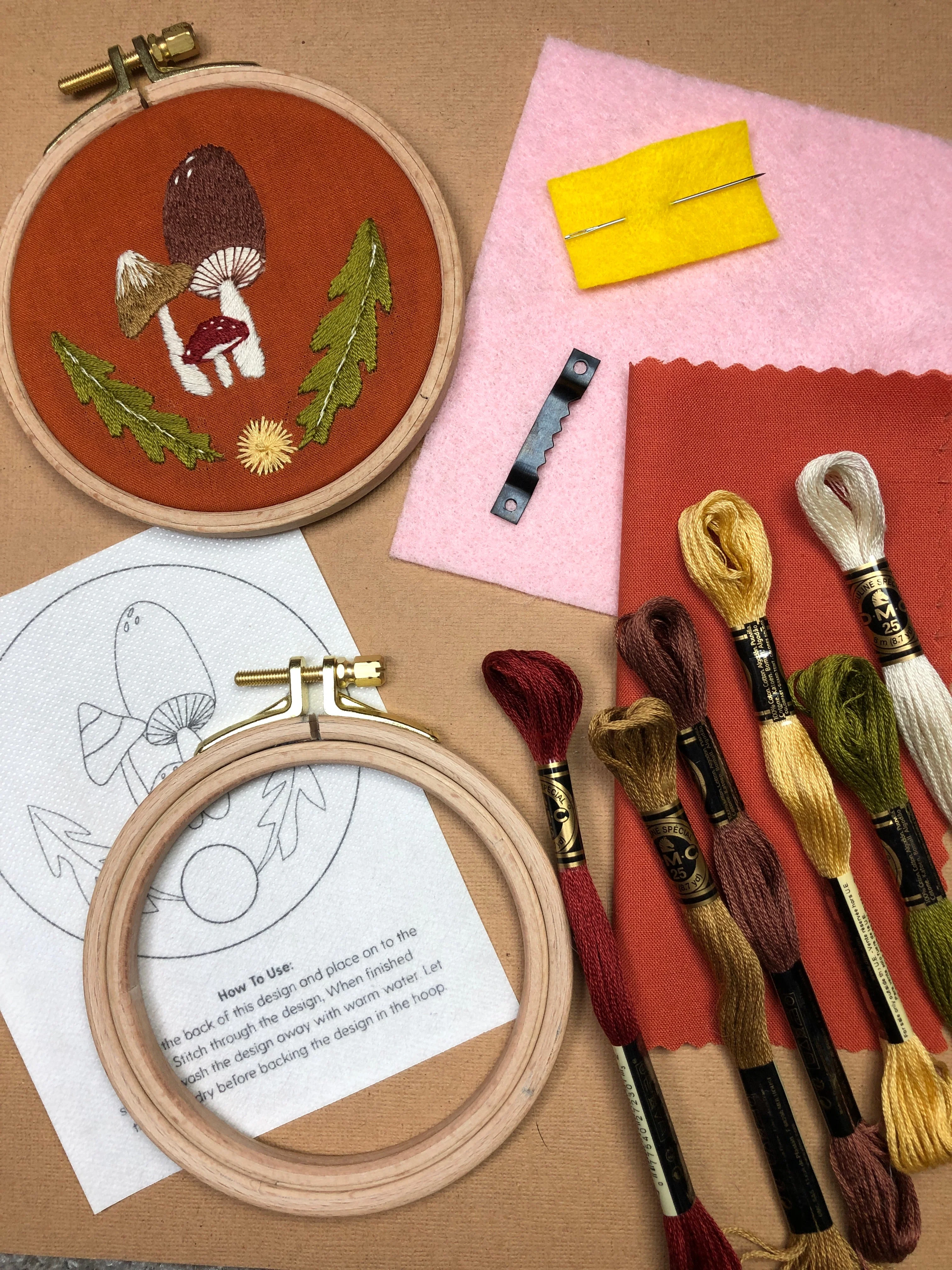 Mushroom Trio - Intermediate Embroidery DIY Craft Kit - Image 4