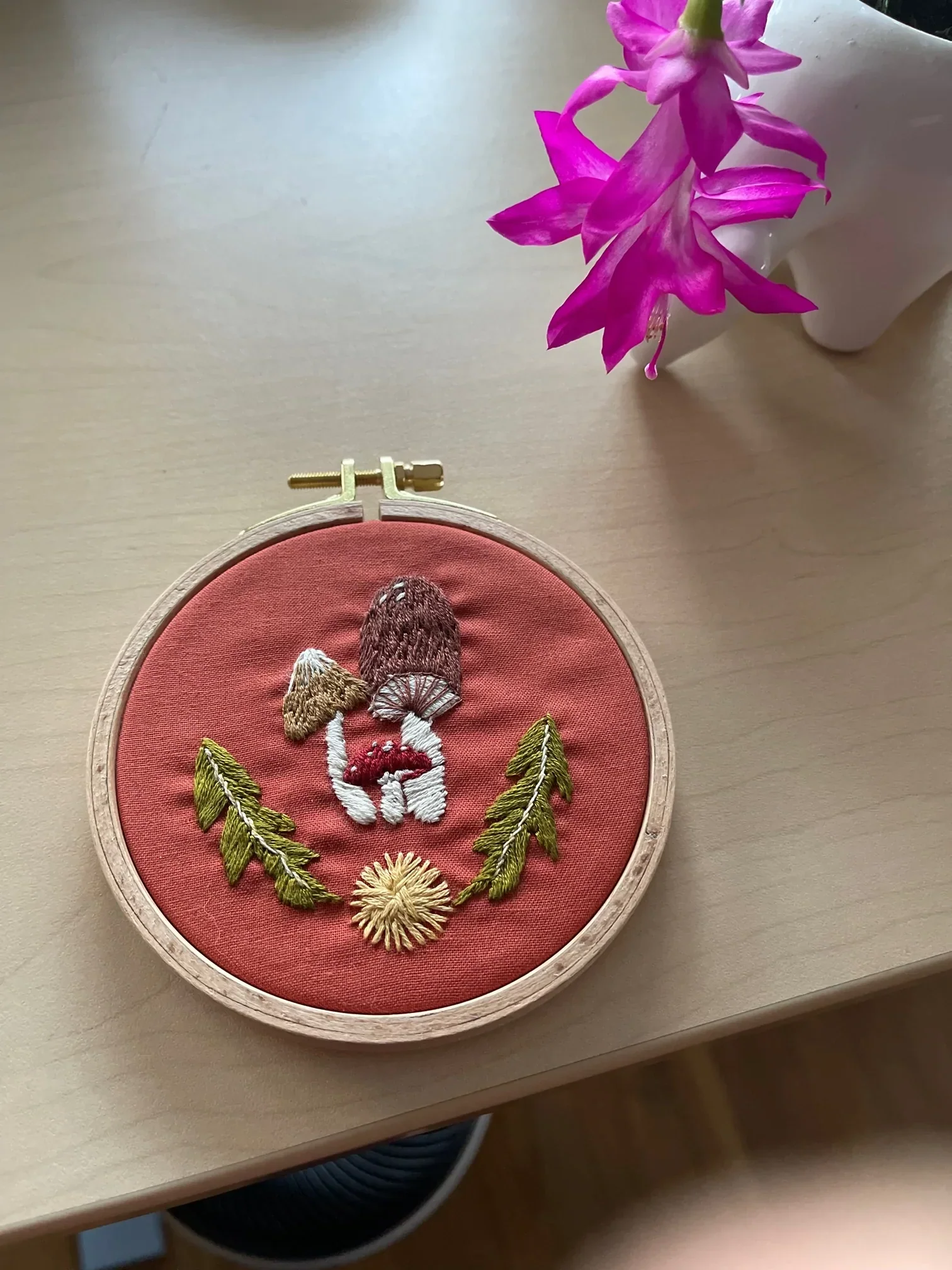 Mushroom Trio - Intermediate Embroidery DIY Craft Kit - Image 5