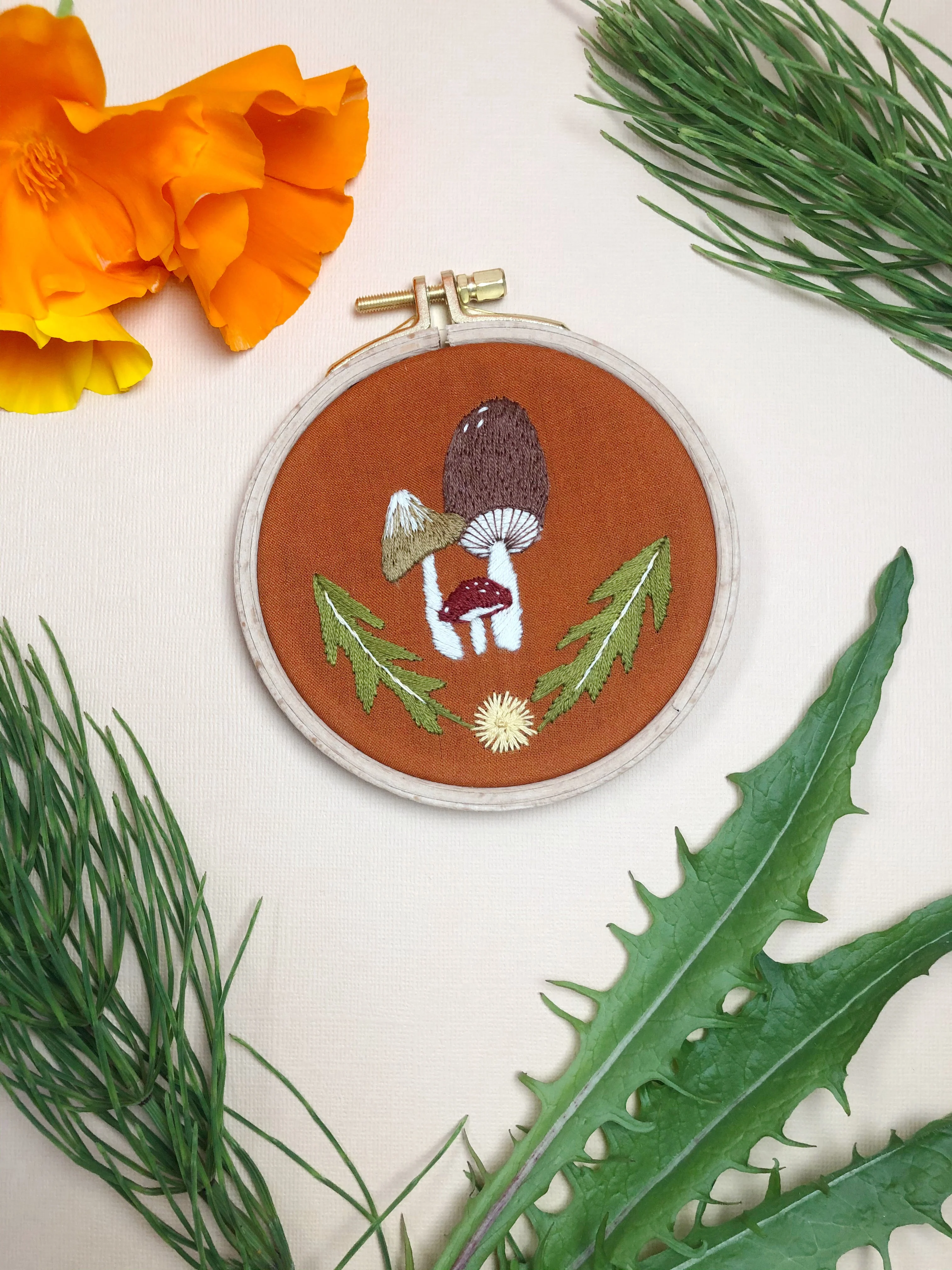 Mushroom Trio - Intermediate Embroidery DIY Craft Kit - Image 9