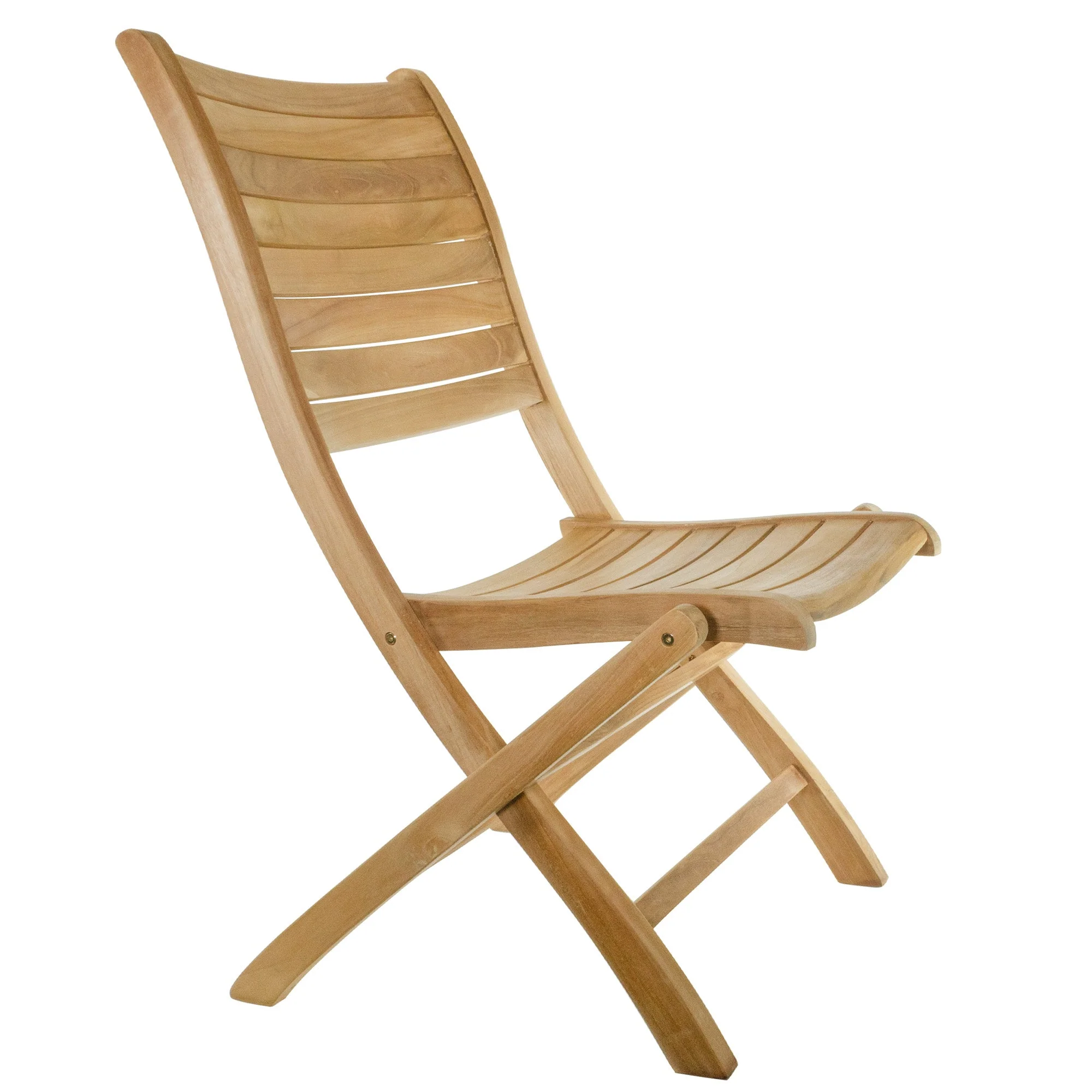 Naples Natural Teak Outdoor Patio Folding Chair - Image 2
