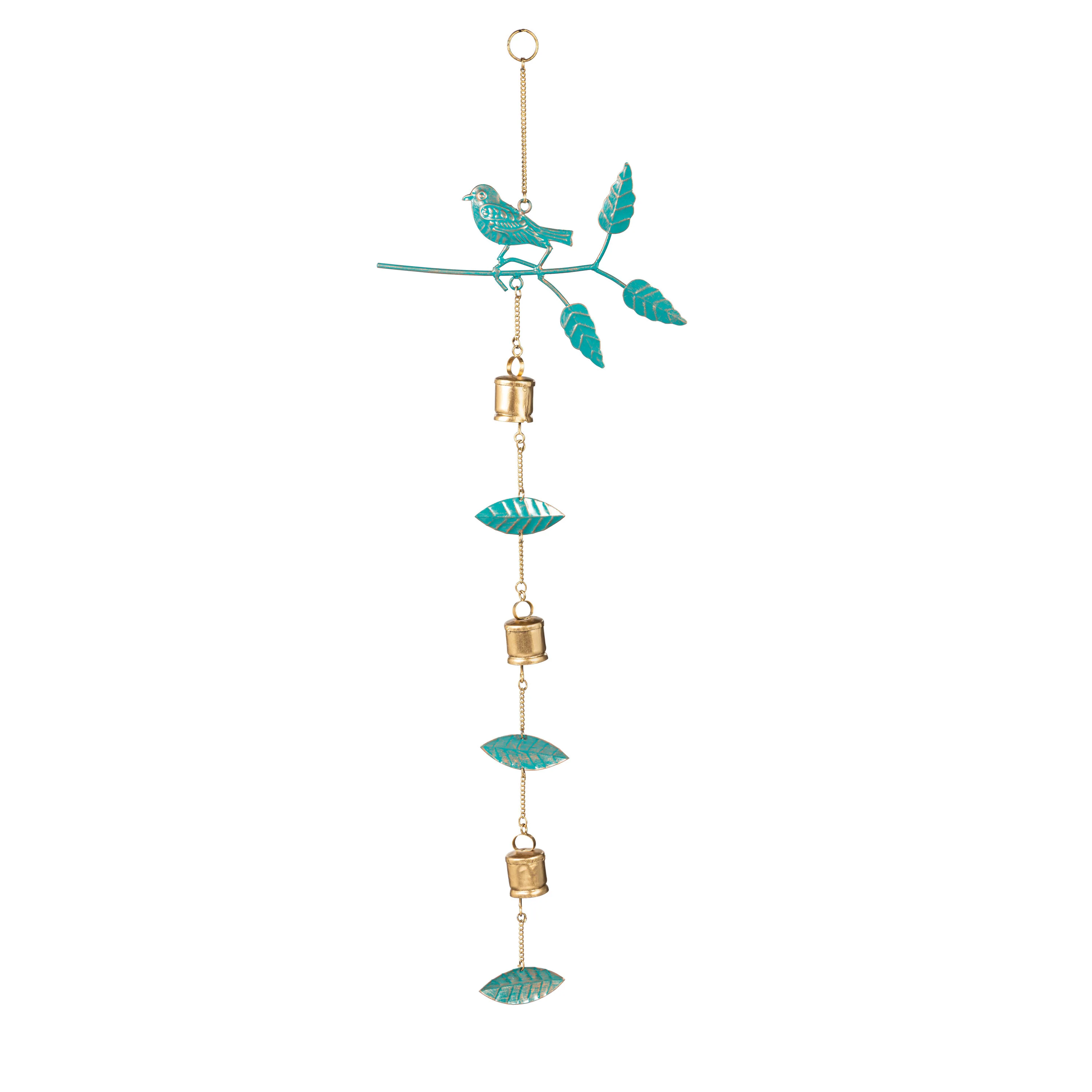 What She Shed Outdoor Hanging Décor, Metal Bird and Bell, 38" - Image 3