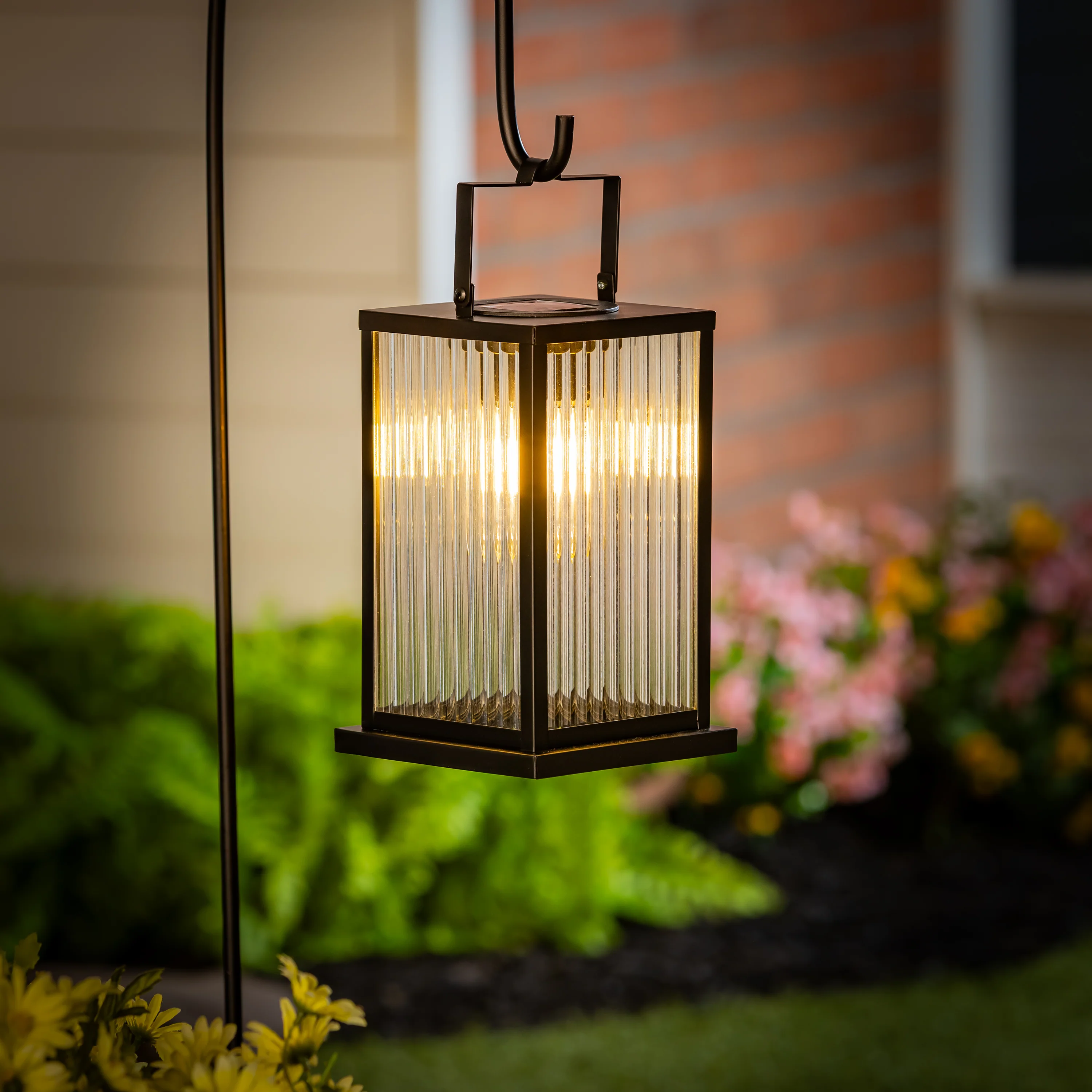 Solar Metal Lantern with Edison Bulbs, Set of 2 - Image 4