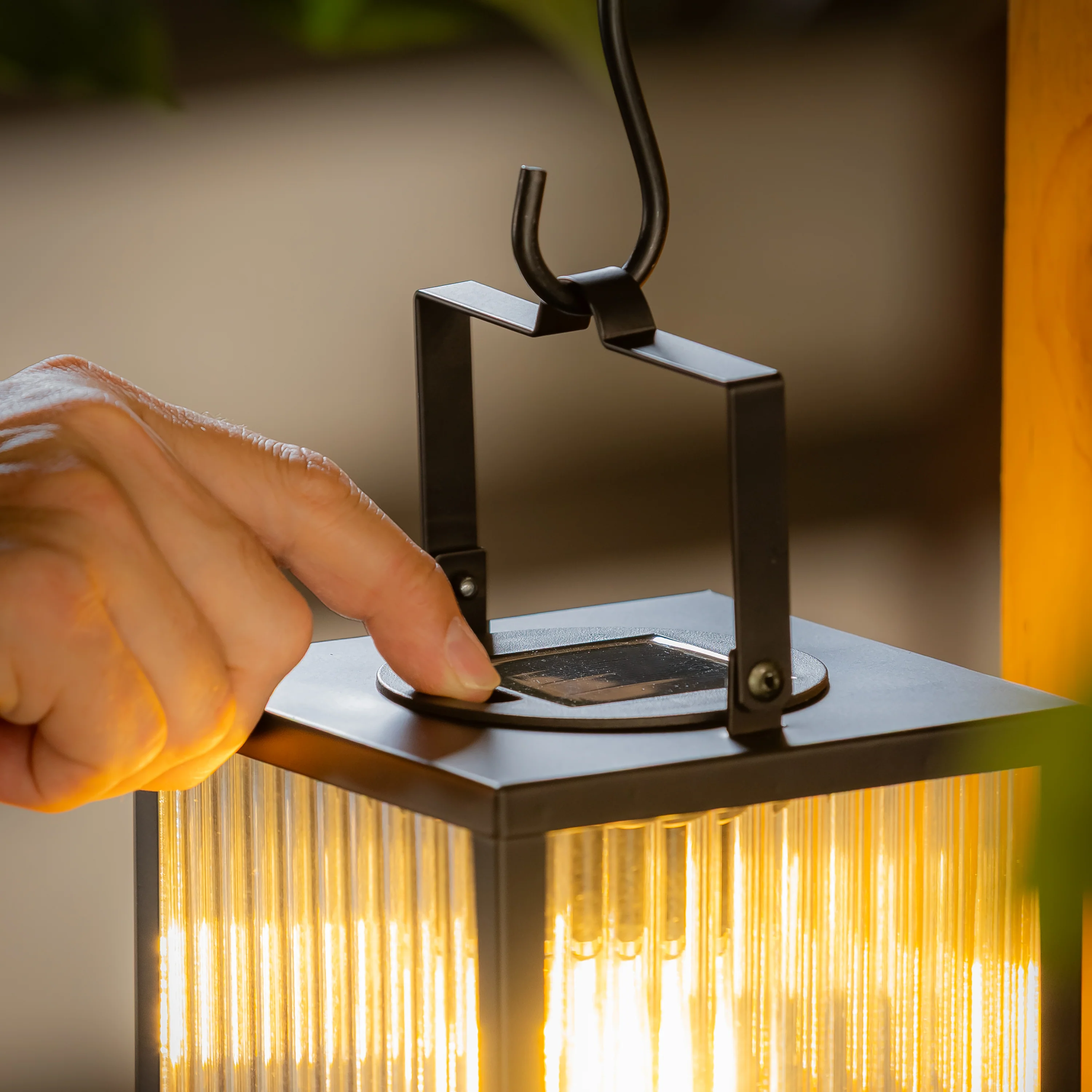 Solar Metal Lantern with Edison Bulbs, Set of 2 - Image 9