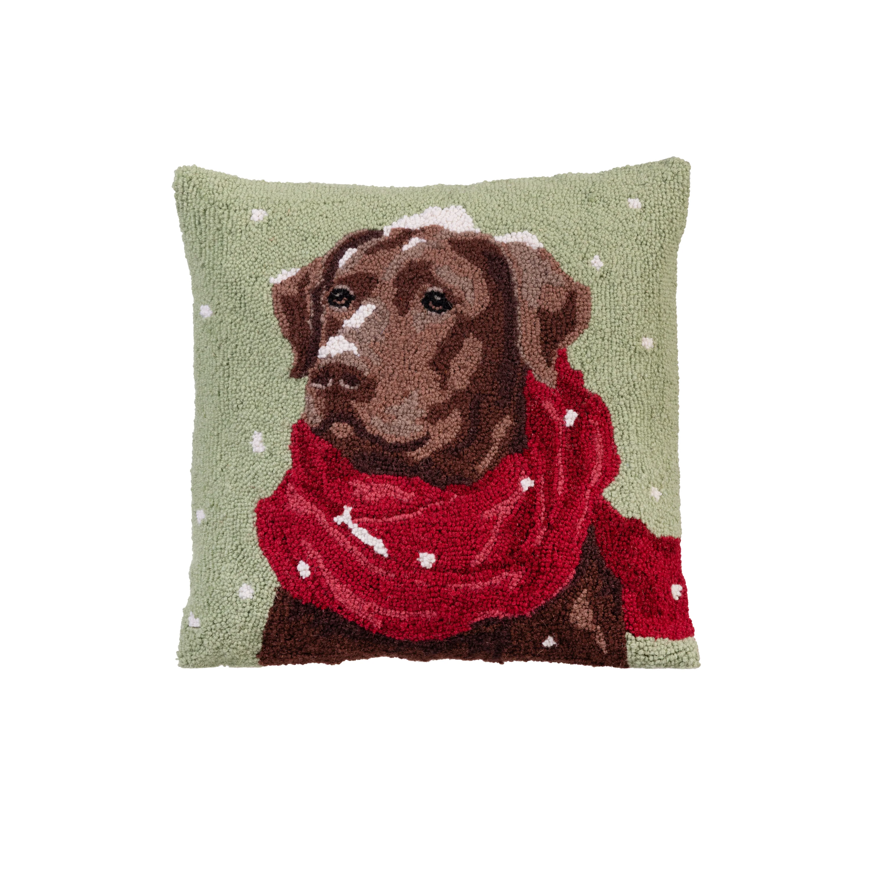 Snowy Chocolate Lab Hook Pillow - Image 4