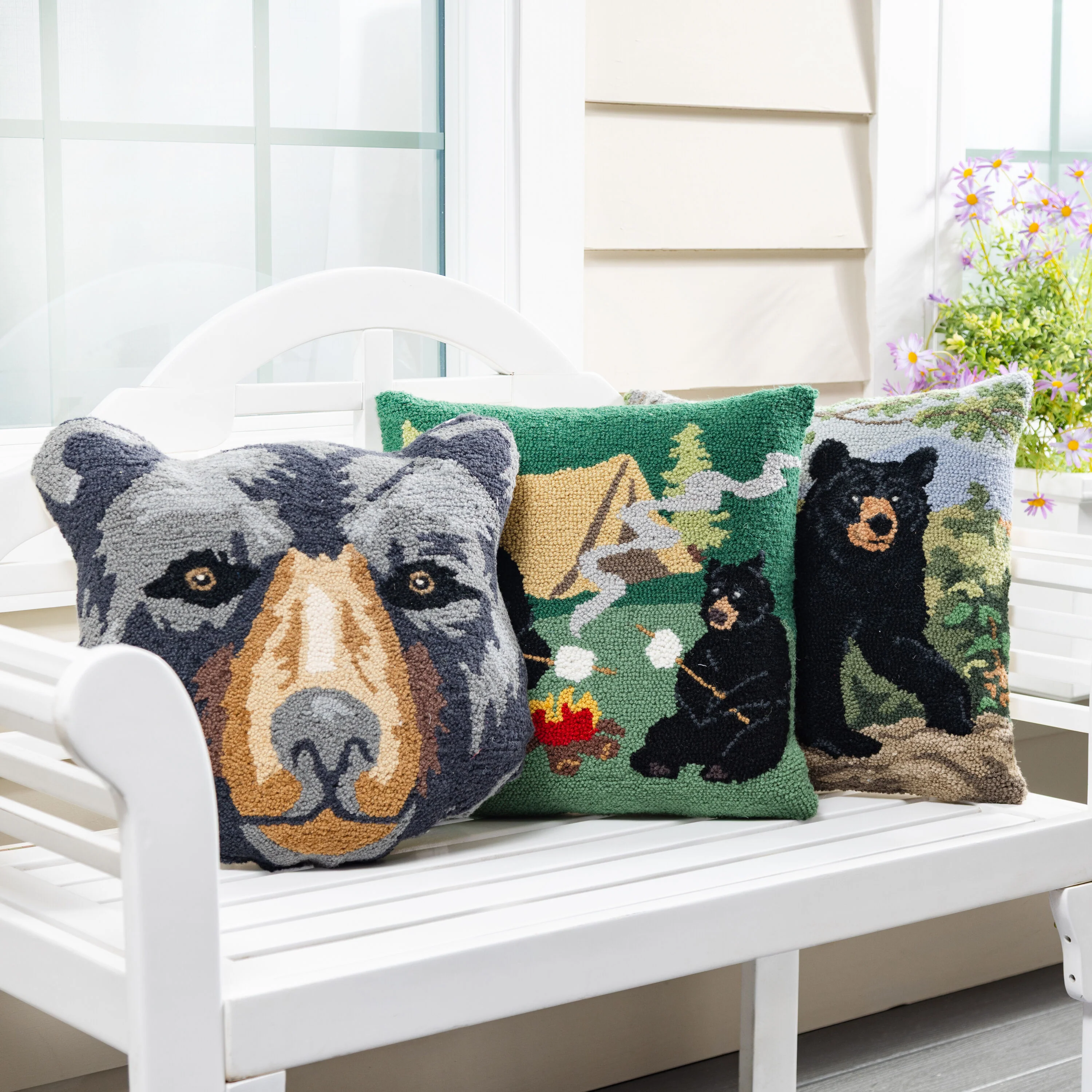 Black Bear Shaped Hooked Pillow - Image 2