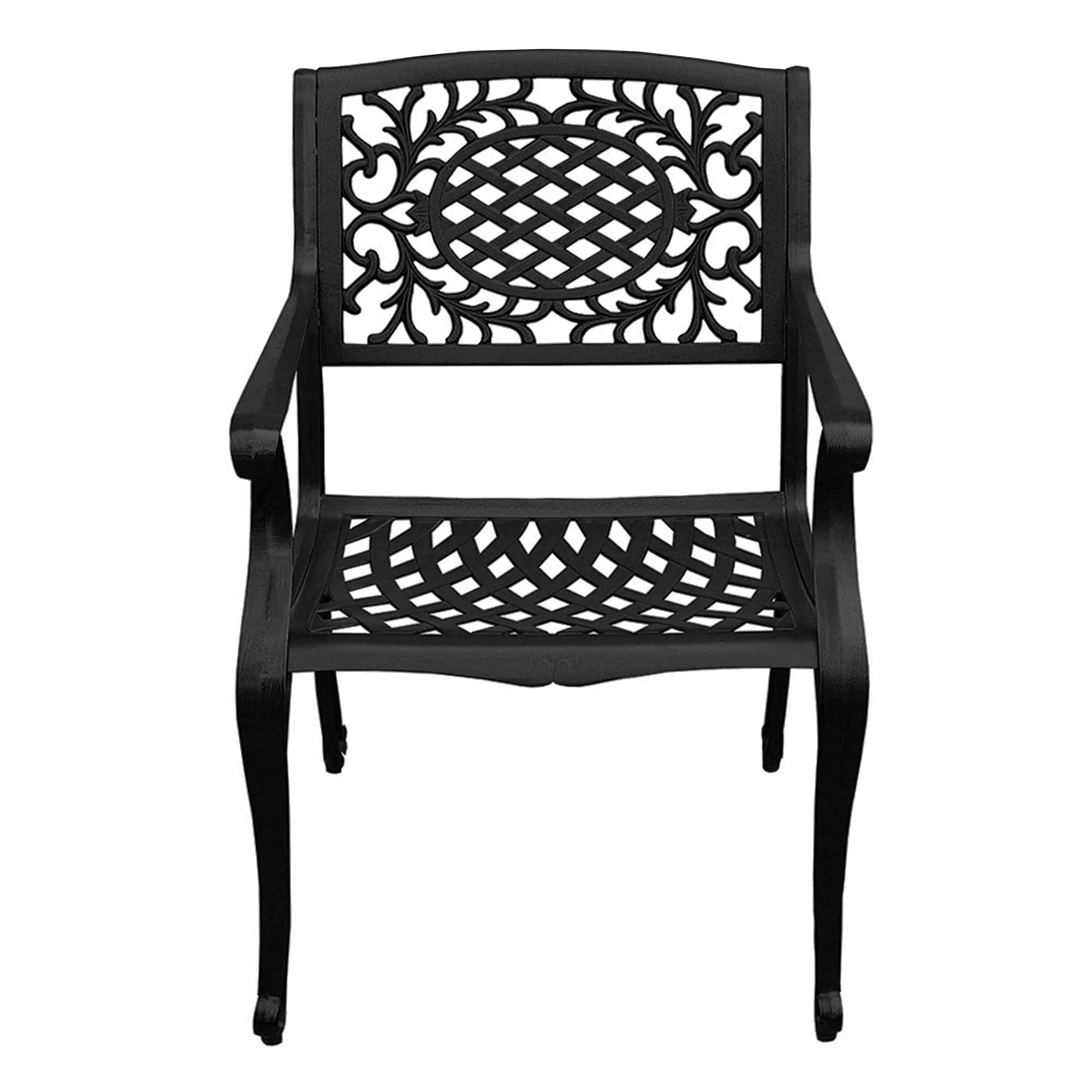 Outdoor Aluminum 5pc Round Black Patio Dining Set with Four Chairs - Image 5