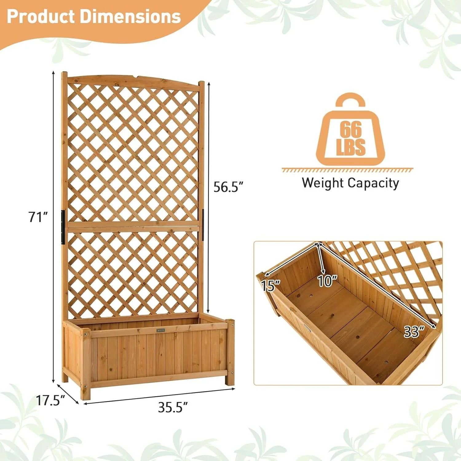 Outdoor Wood Raised Garden Bed With Trellis - Image 5