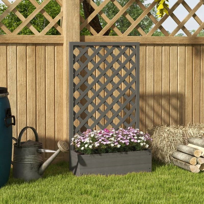 Raised Garden Bed Planter Box with Lattice Trellis