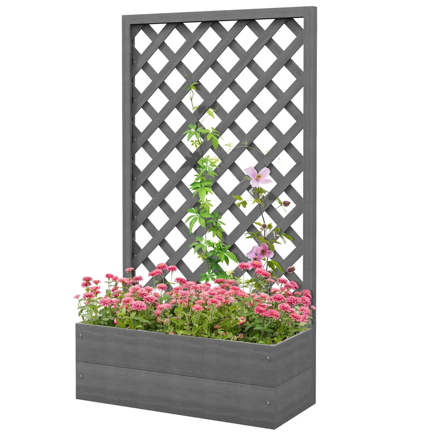 Raised Garden Bed Planter Box with Lattice Trellis - Image 2